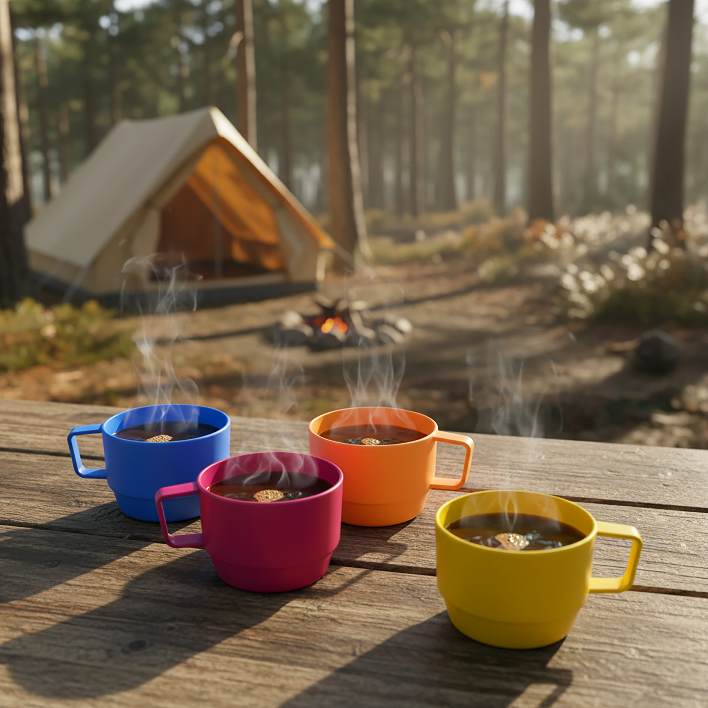 Mehrweg Kunststoff Becher 8er Set bunt spülmaschinenfest - 300 ml - Camping Tasse bruchsicher mehrfach wiederverwendbar