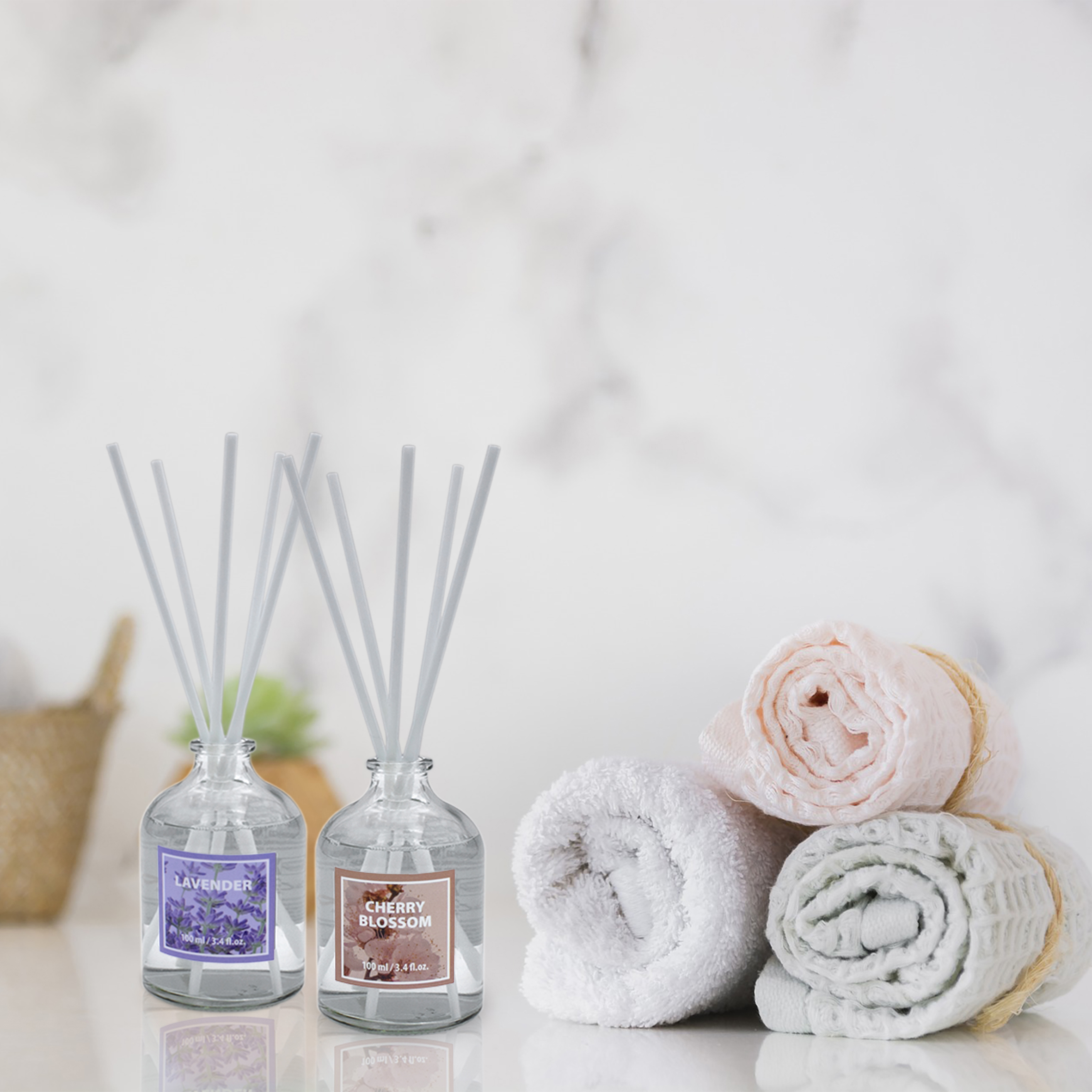Raumduft mit Diffuser Sticks in 6 verschiedenen Düften - 6er Set - Duftdiffuser 100 ml mit 5 Stäbchen