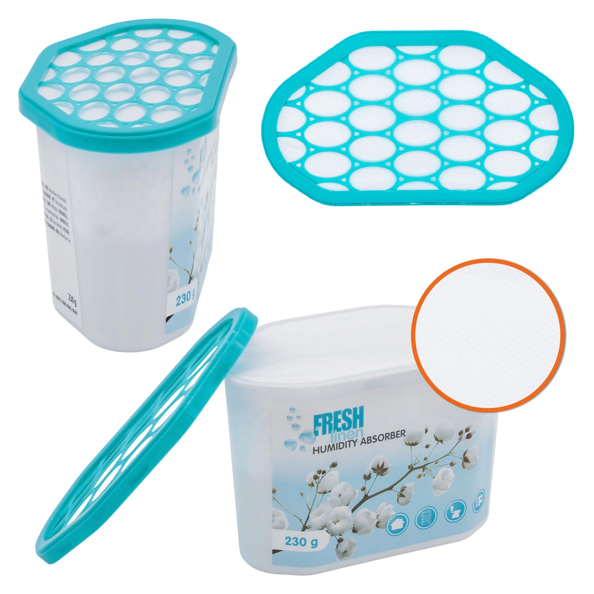 Luftentfeuchter Granulat Box mit 230g Frischeduft Granulat - 8er Pack - Raumentfeuchter mit Frische Wäsche Duft Entfeuchtergranulat