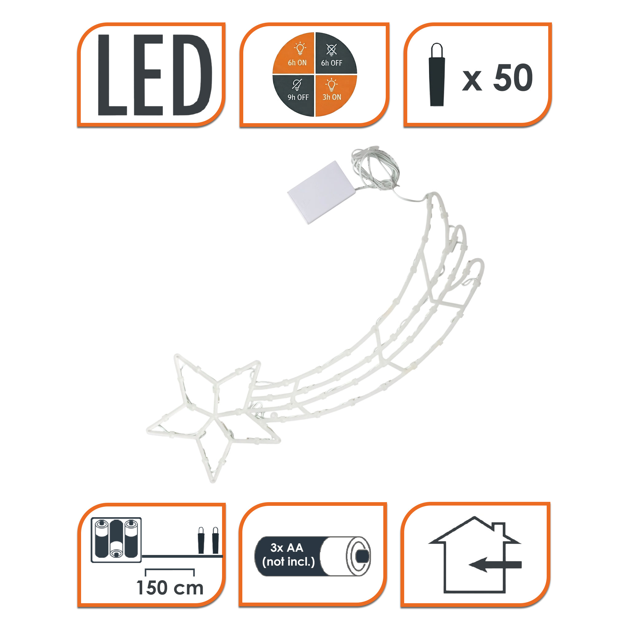 LED Fenster Silhouette mit Dual Timer - 4 Motive in 2 Größen - Deko Weihnachts Beleuchtung Batterie betrieben