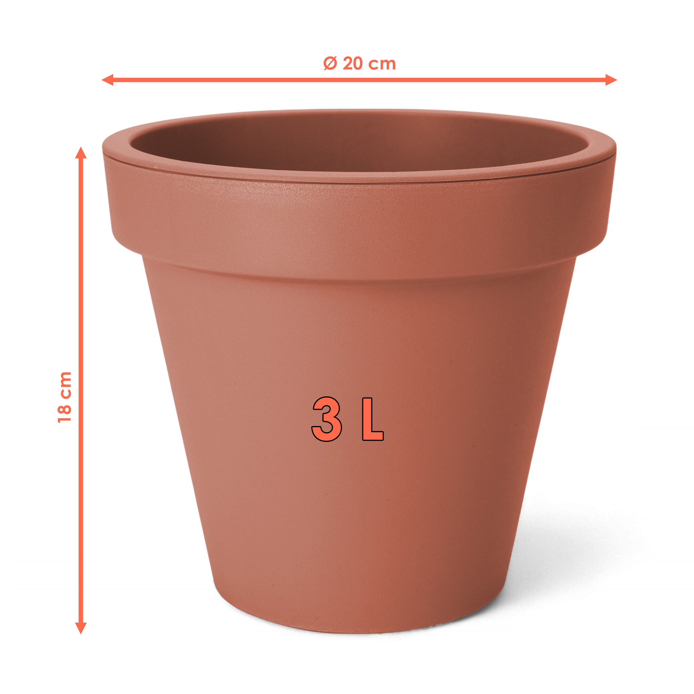 Kunststoff Pflanzkübel XXS rund - Ø 20 cm / terracotta - Garten Blumenkübel klein