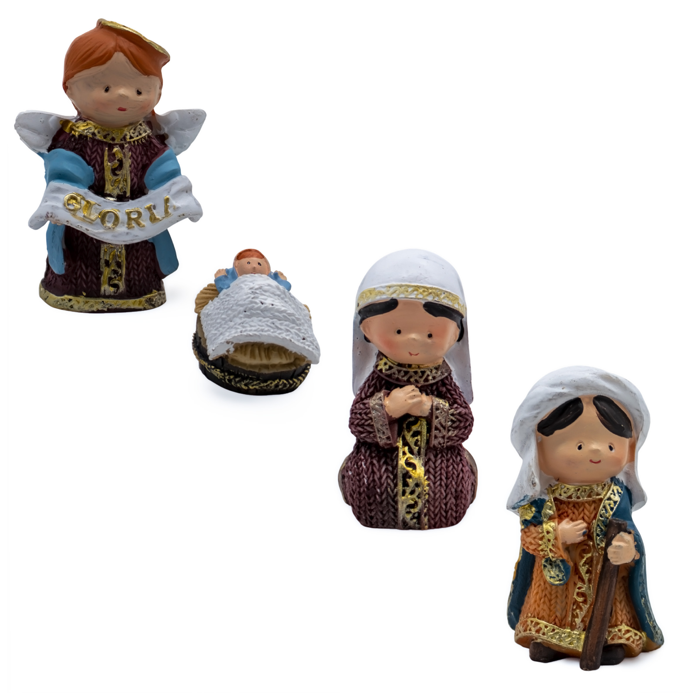 Weihnachts Krippenfiguren Set aus Kunststein handbemalt 8 cm - 8-teilig - Weihnachtskrippe Tischdeko Figuren aus Polyresin detailiert bemalt