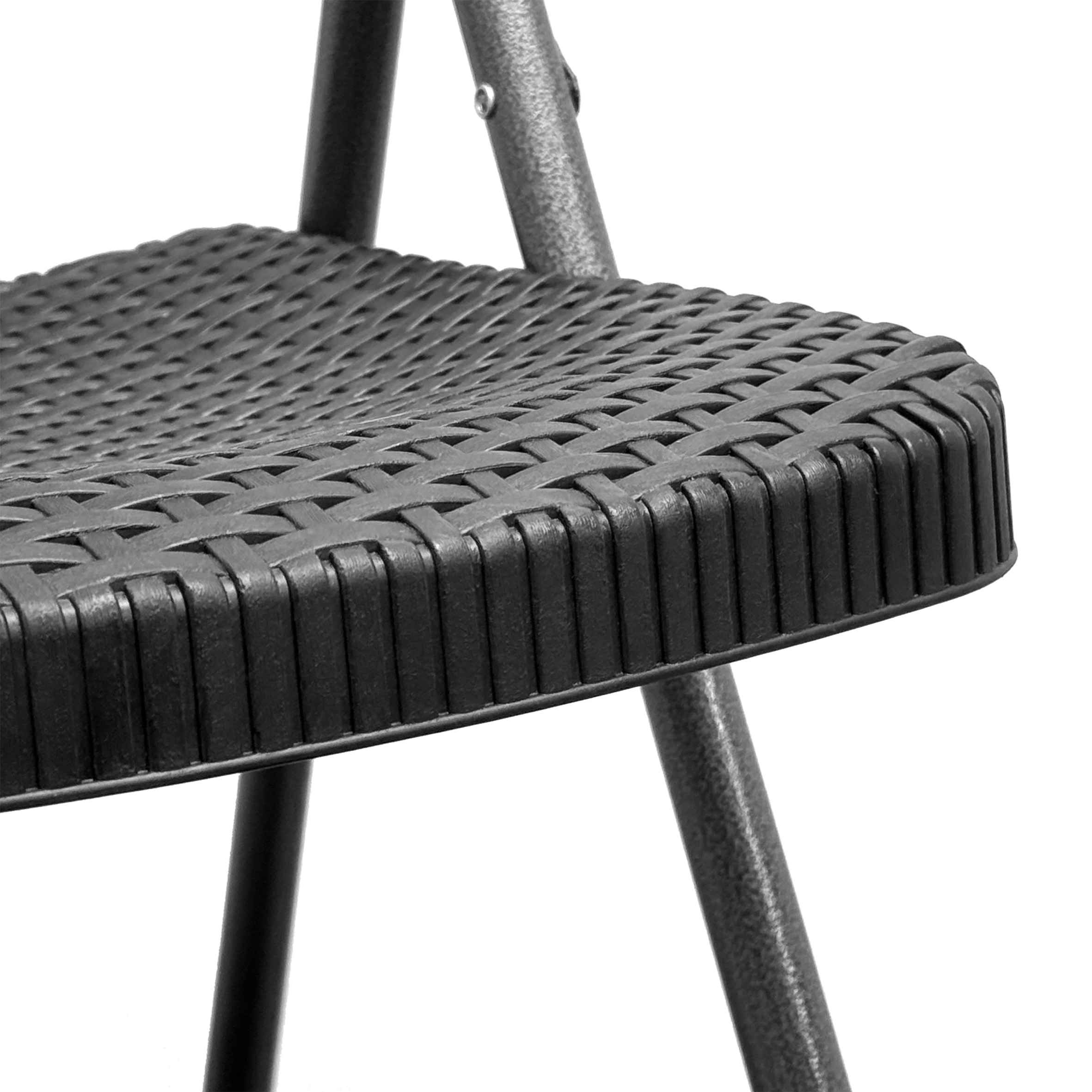 Klappstuhl im Rattan Design schwarz 4er Set - 82 x 46 cm - Gartenstuhl mit Rückenlehne klappbar in Flechtoptik