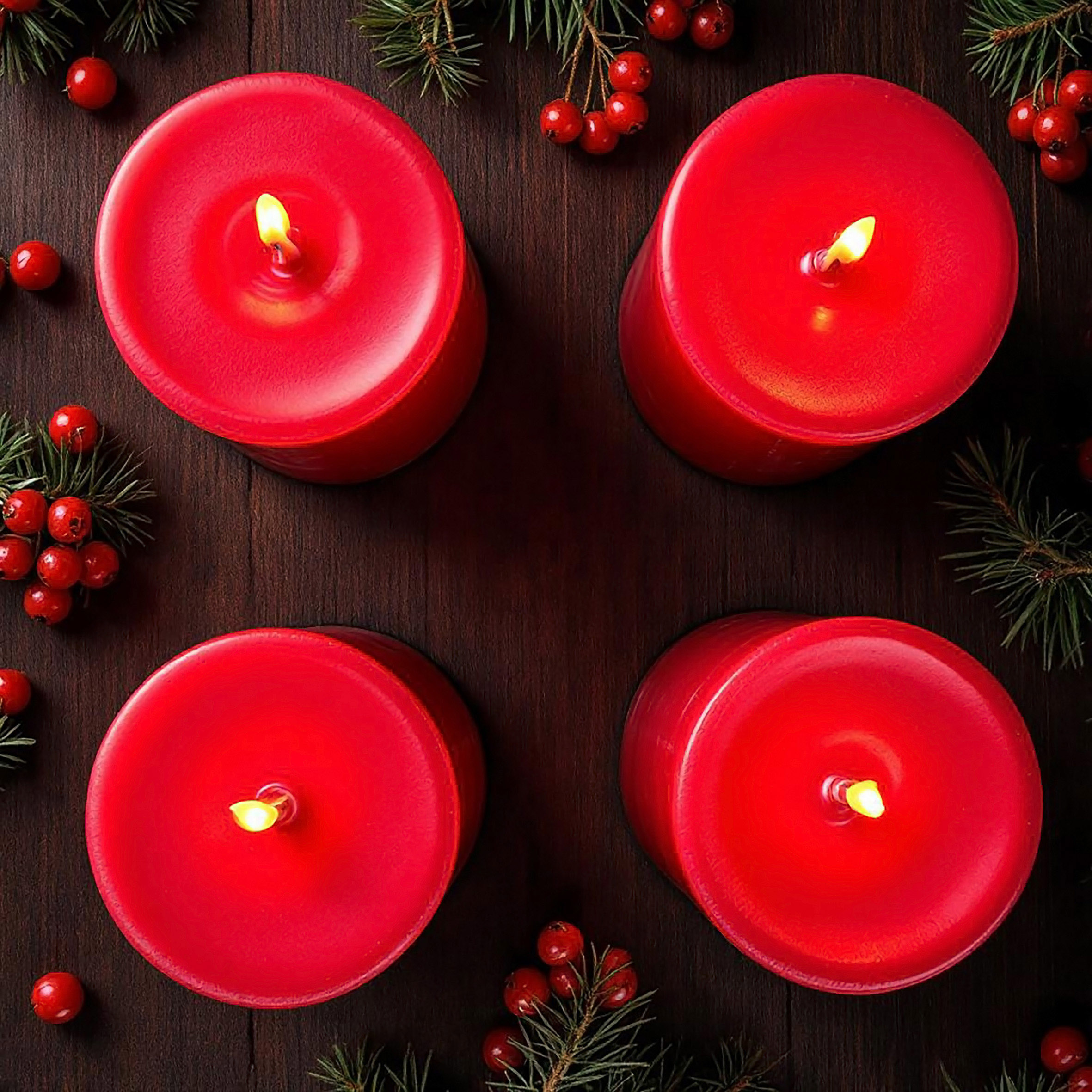 Echtwachs Stumpenkerze 4er Set 10 x 5 cm - rot - Blockkerze 10 cm für Adventskranz und Laternen