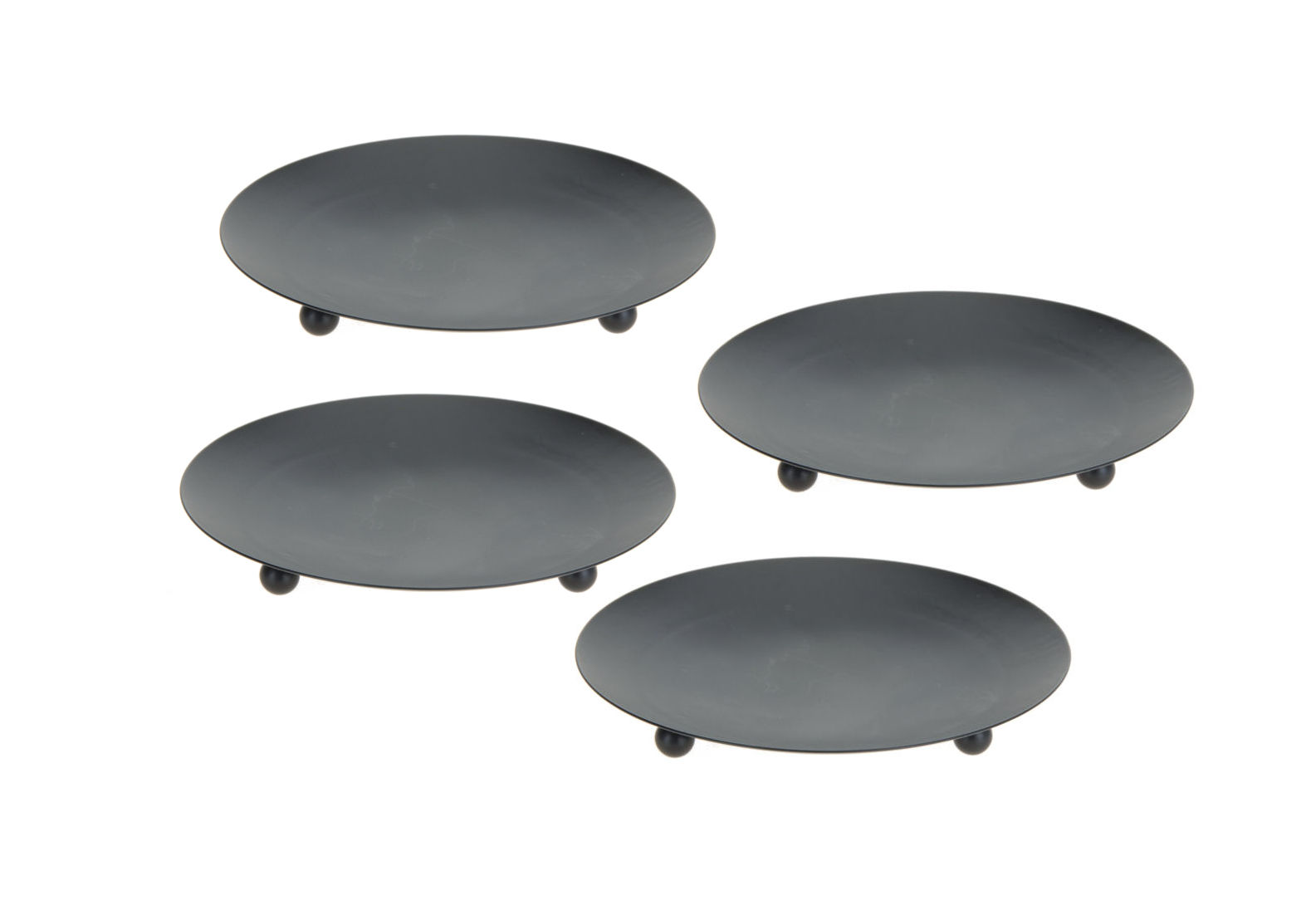 Metall Kerzenteller schwarz 4er Set - 2 Größen