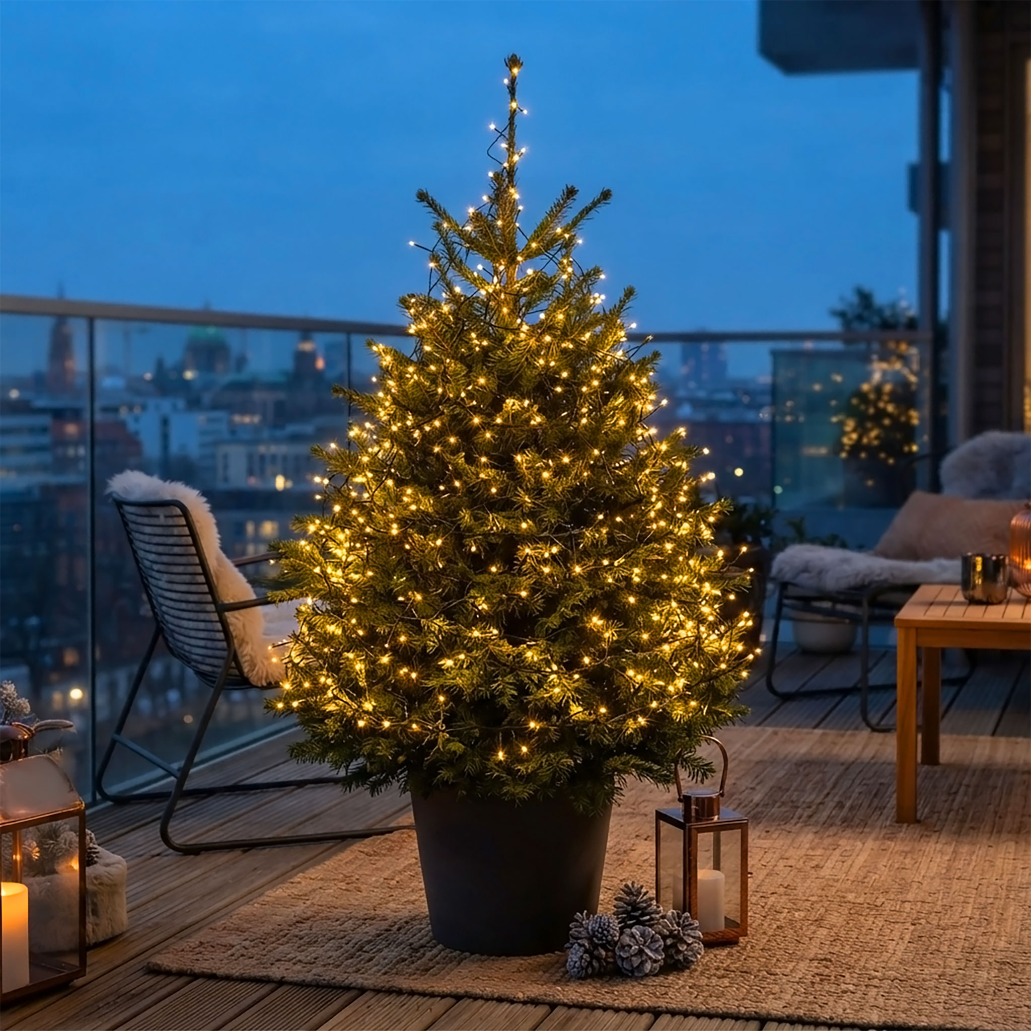 Draht Lichterkette warm weiß mit Timer und 8 Funktionen - 480 LED - Leuchtdraht schwarz 6 m für Außen und Innen mit Netzstecker