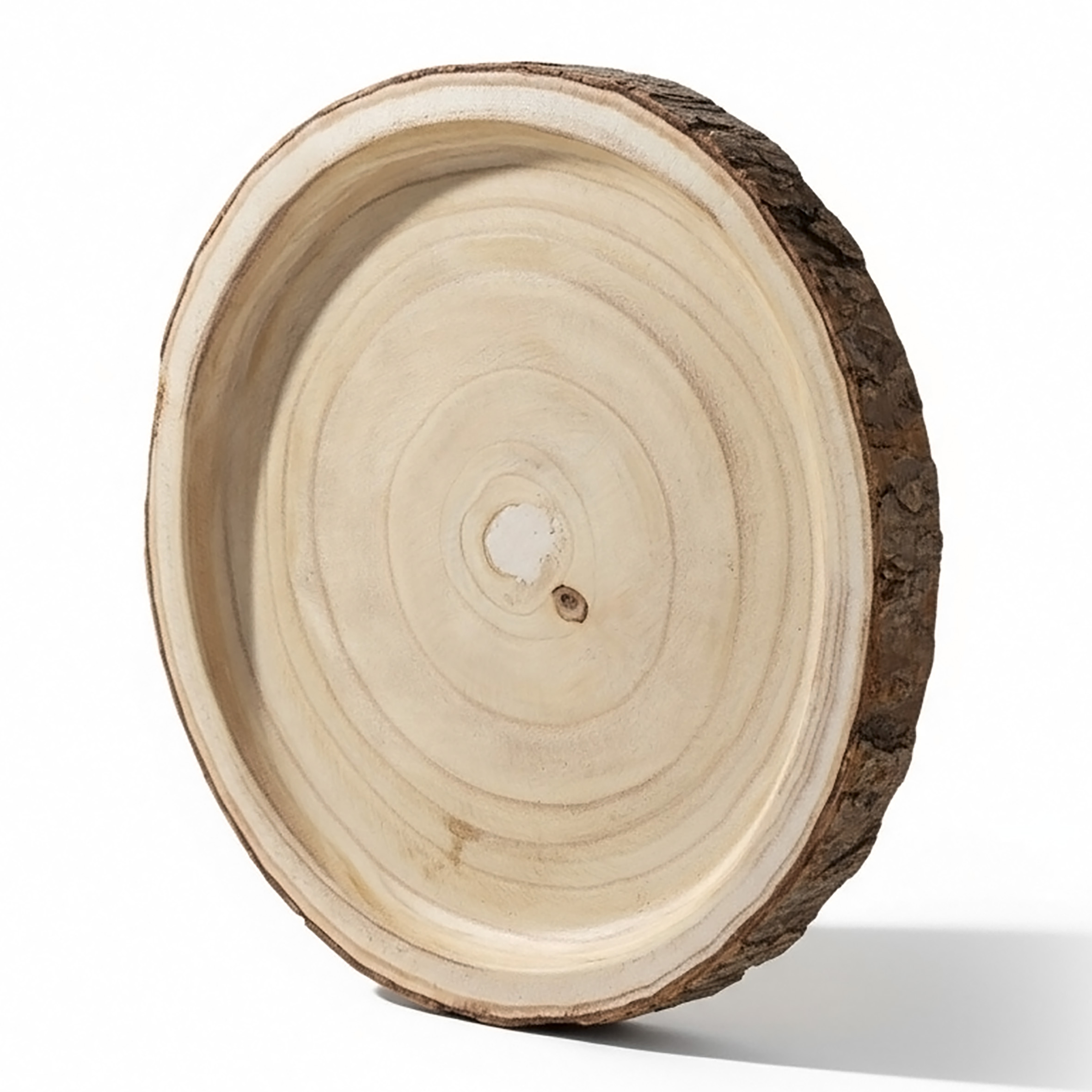 Echtholz Baumscheibe mit gefräster Vertiefung - 28-30 cm - Holzscheibe mit Rinde zum Dekorieren