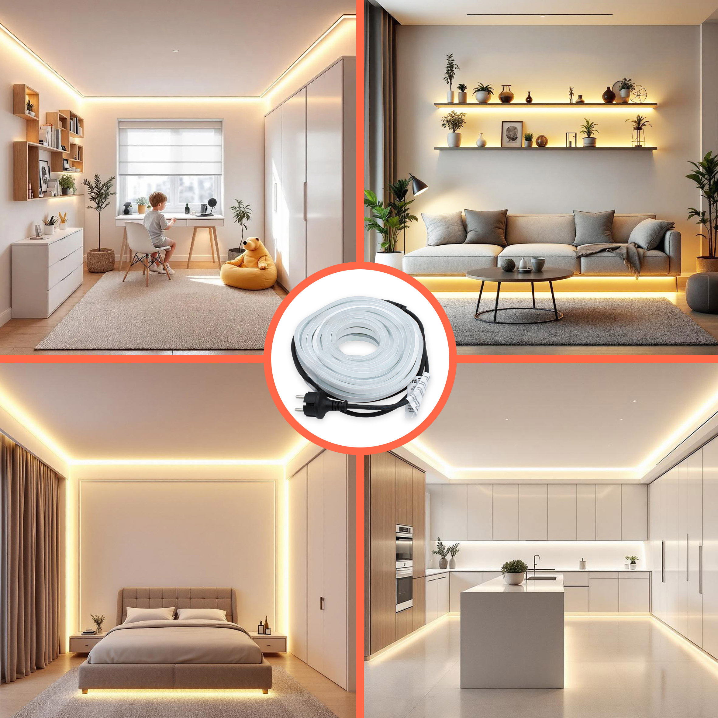 LED Lichtschlauch warmweiß - 10 m / 900 LED - beleuchteter Lichterschlauch für Drinnen und Draußen