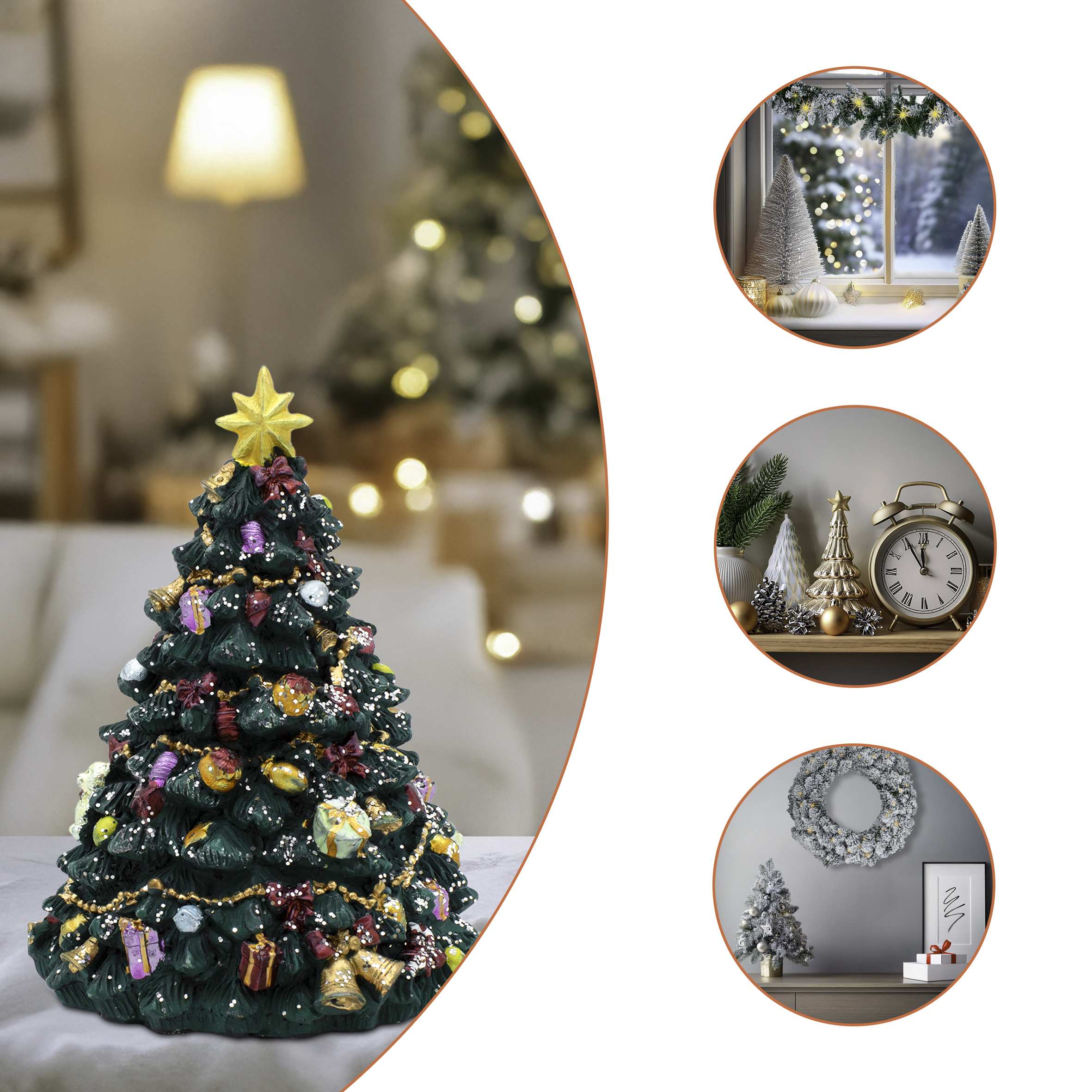 Retro Spieluhr "Oh Tannenbaum" drehend - 16 cm - Deko Weihnachtsbaum zum Aufziehen mit Musik
