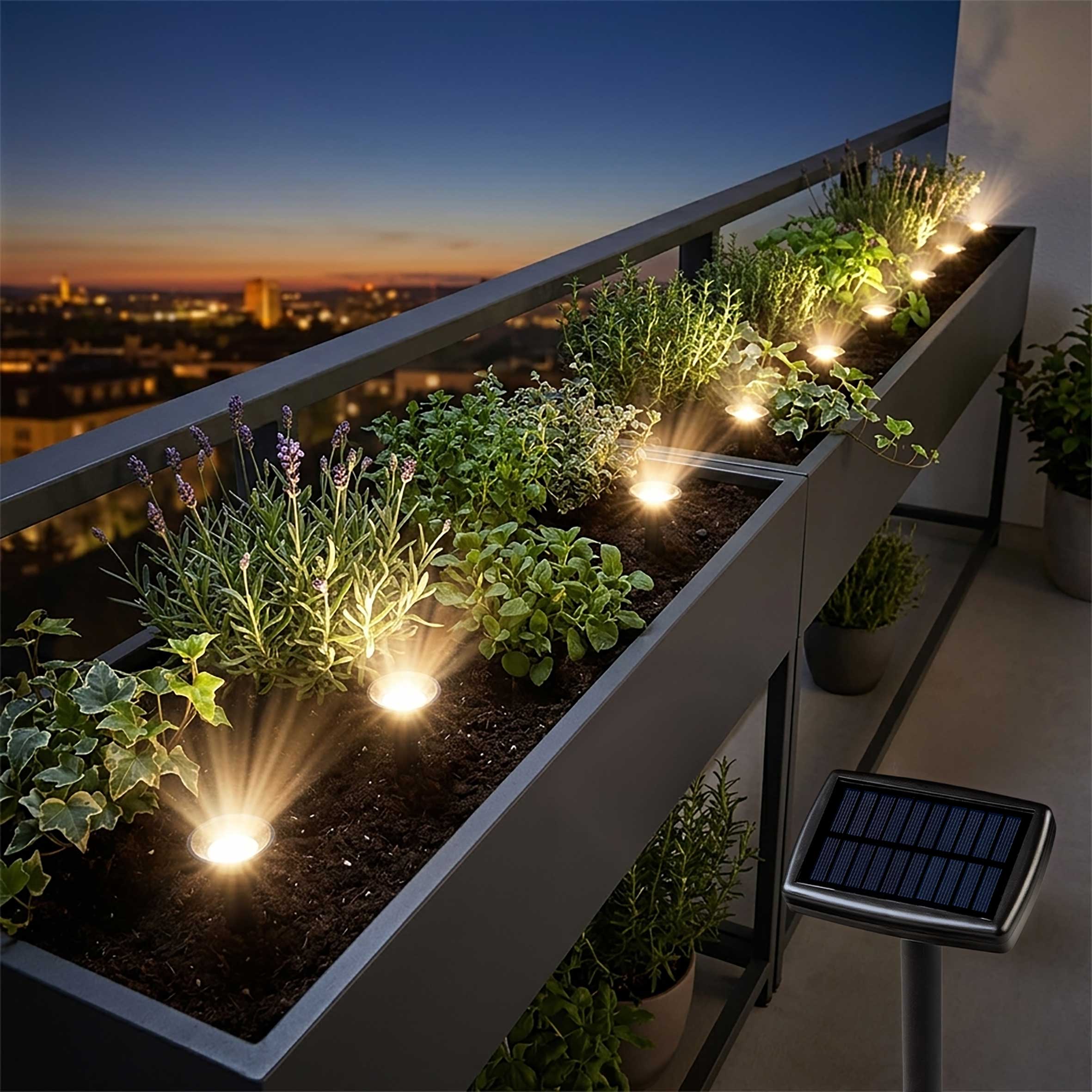 LED Solar Pflanzenstrahler klein - 10er Set - Mini Gartenstrahler warm weiß - Garten Deko Beleuchtung