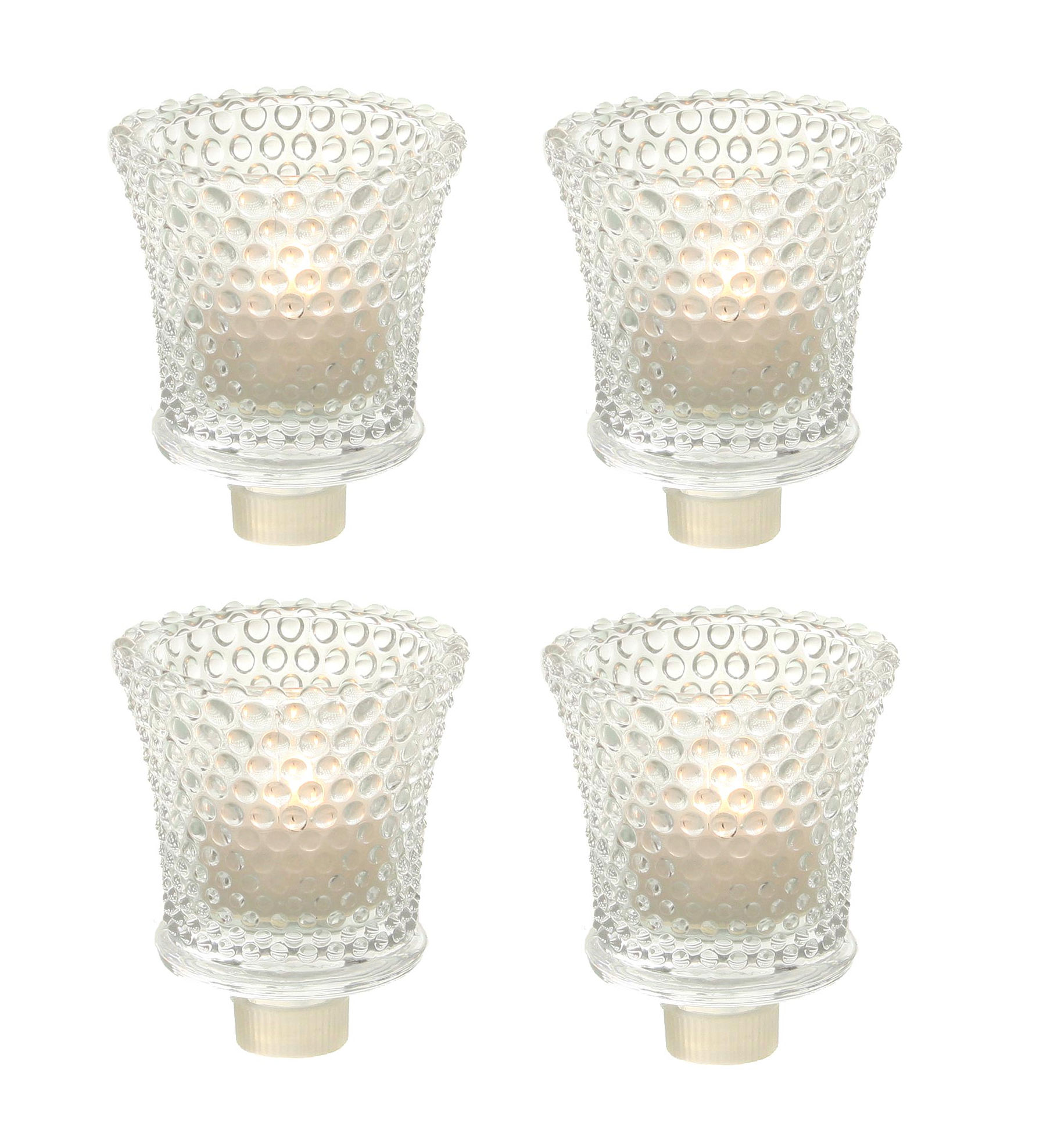 4x Teelichthalter für Kerzenständer - Partylicht Teelicht Halterung Glas Aufsatz