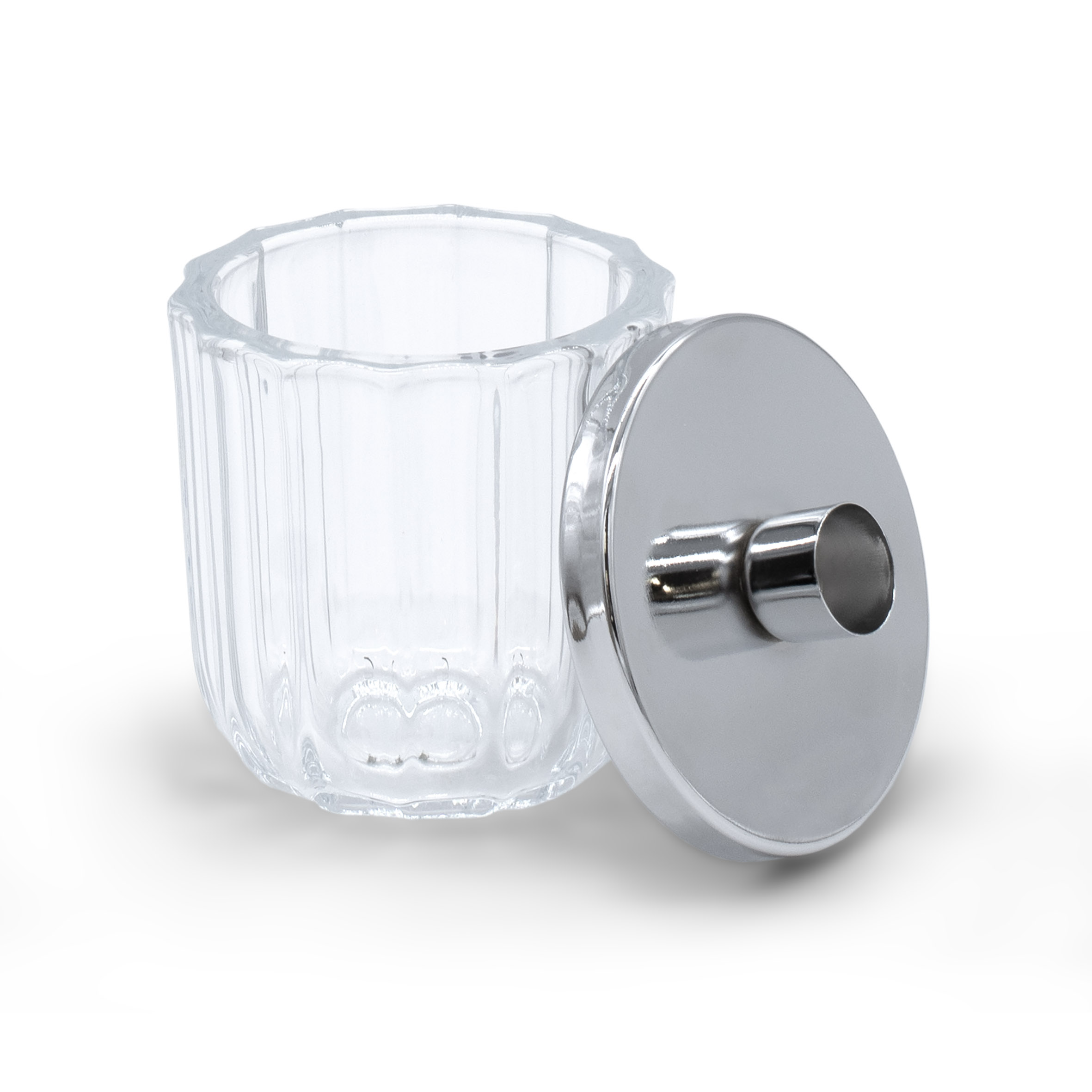 Metall Kerzenhalter mit Deko Glas - 11 x 9 cm - Kerzenständer in Silber für Stabkerzen