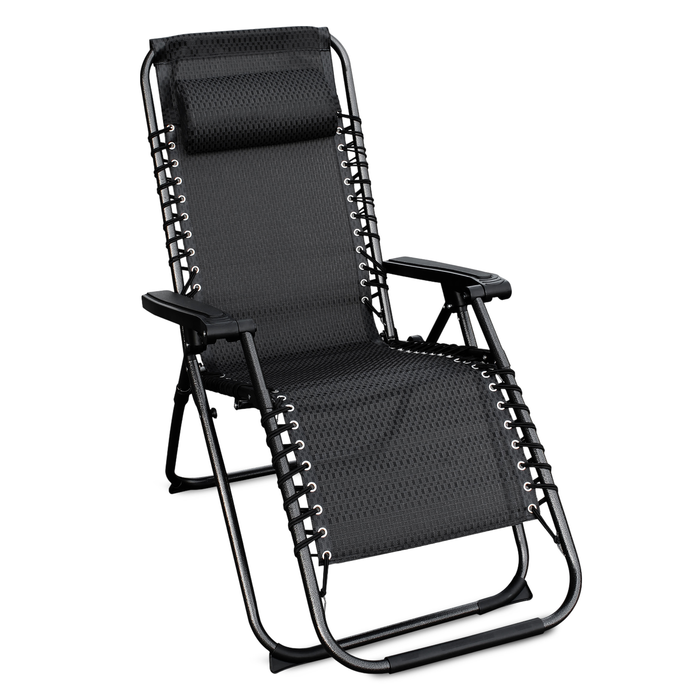 Relax Sessel mit Kopfkissen - 178 cm / anthrazit - Verstellbarer Garten Liegestuhl