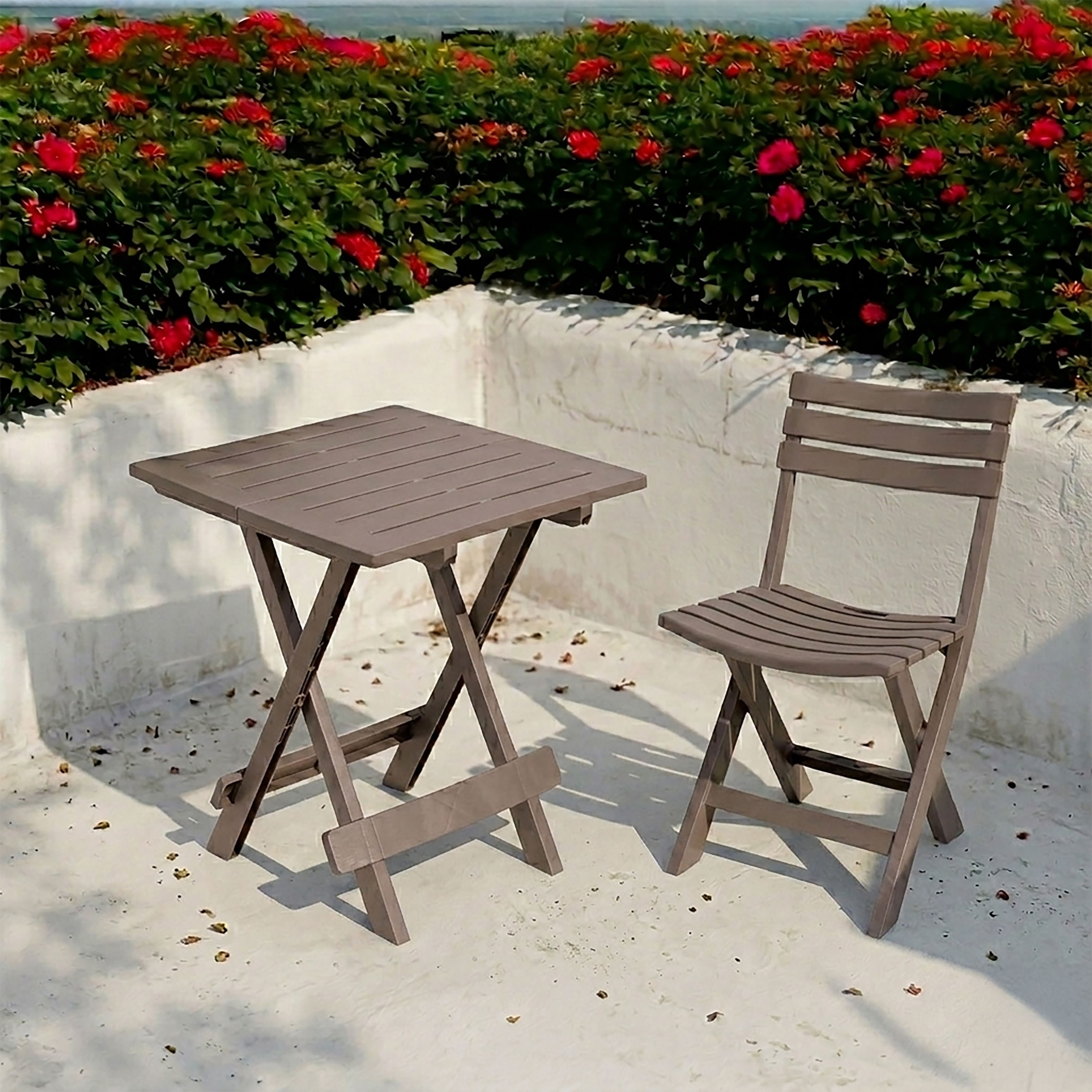 Kunststoff Klapptisch 45 x 43 cm - braun - Garten Beistelltisch klappbar