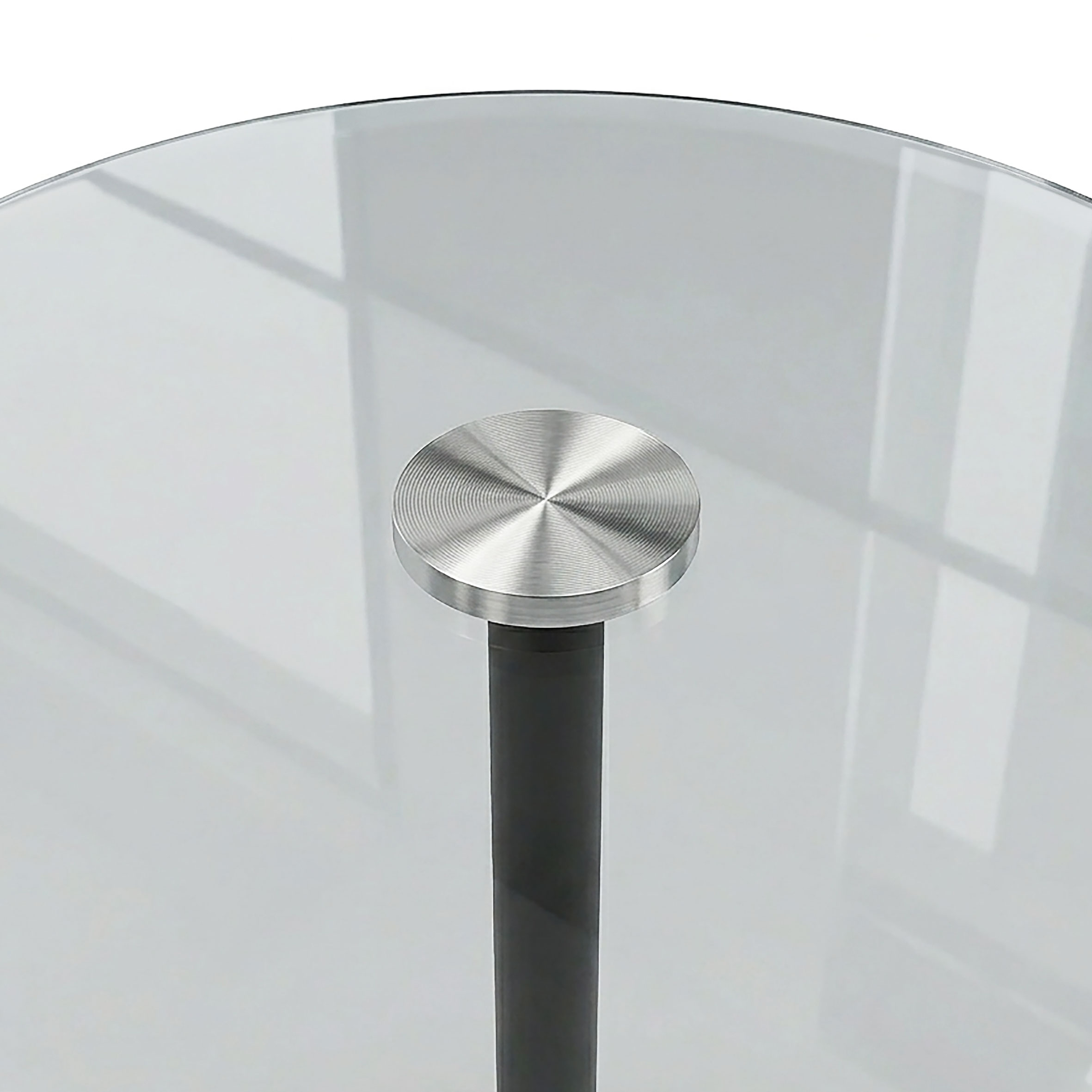 Metall Beistelltisch rund mit Glasplatte - 43 x 40 cm - Couchtisch im Modernen Bistrotisch Design