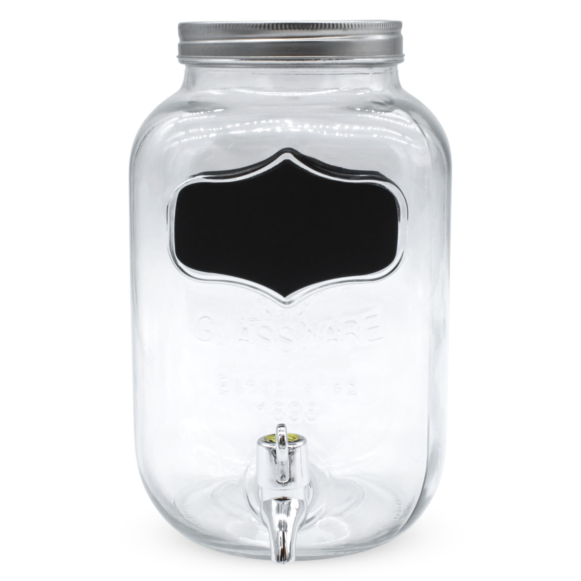 Glas Getränkespender mit Zapfhahn - 2er Set / je 4 Liter - Wasser Spender mit Beschriftungsfeld