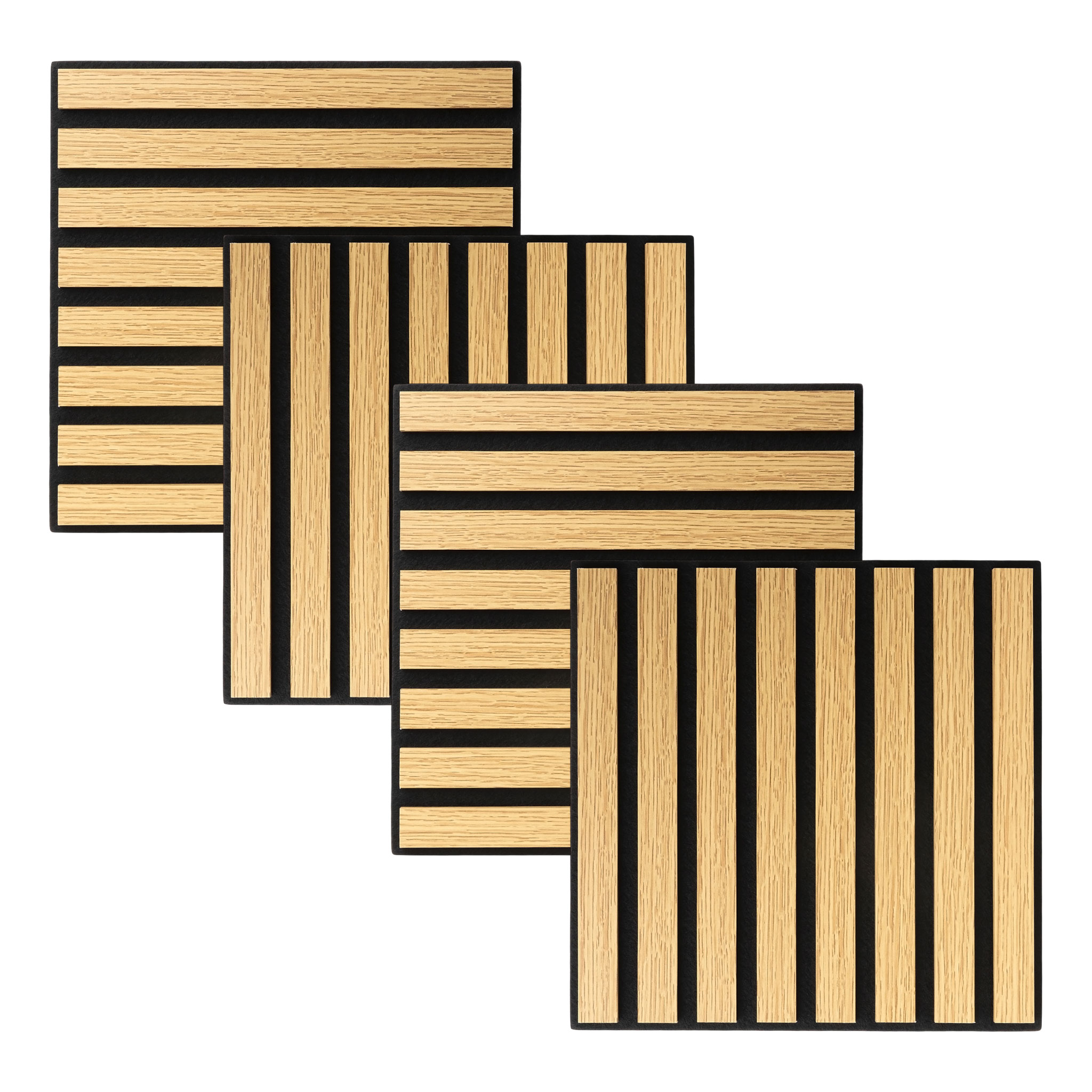 Akustikpaneele quadratisch in heller Holzoptik natur hell 30 x 30 cm als Schallabsorber - 4er Set - Deko Schallschutz Wandvertäfelung für 0,36 m²