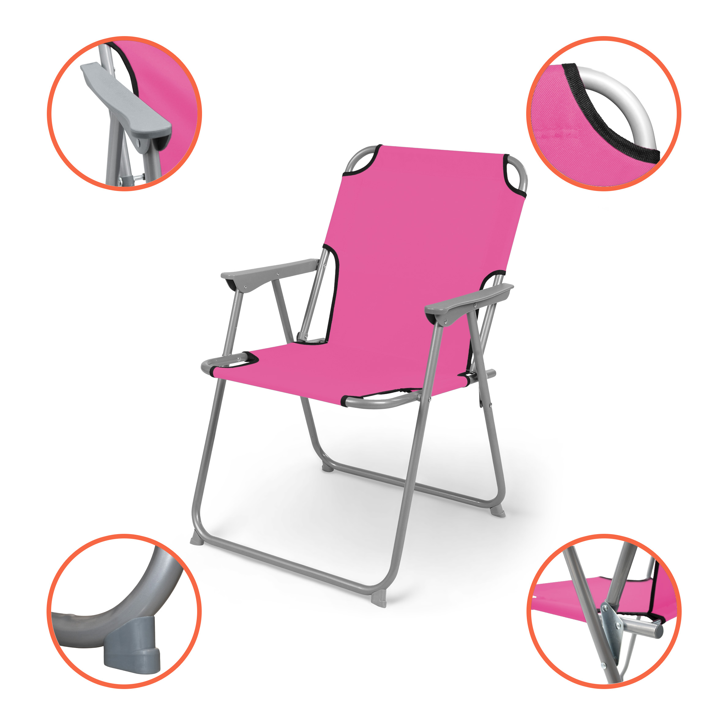 Camping Klappstuhl pink belastbar bis 120 kg - 2er Set - Klassischer Campingstuhl klappbar