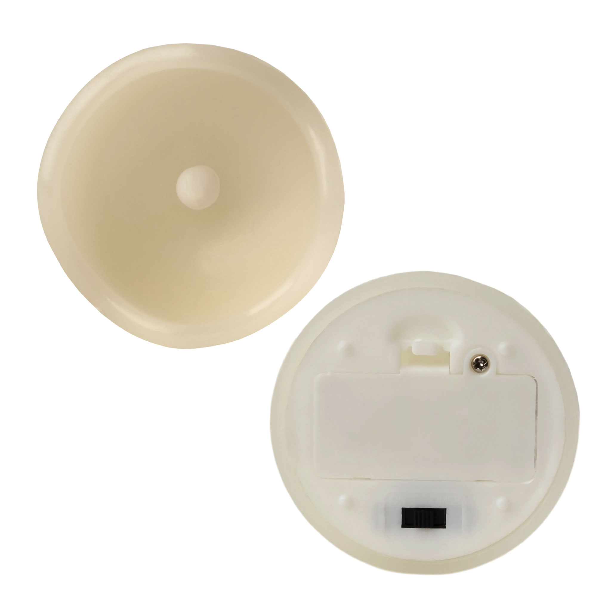 LED Wachs Stumpenkerze 4er Set creme mit Timer batteriebetrieben - 6,5 x 5 cm - Künstliche Kerze warm weiß mit Flacker Effekt für Innen