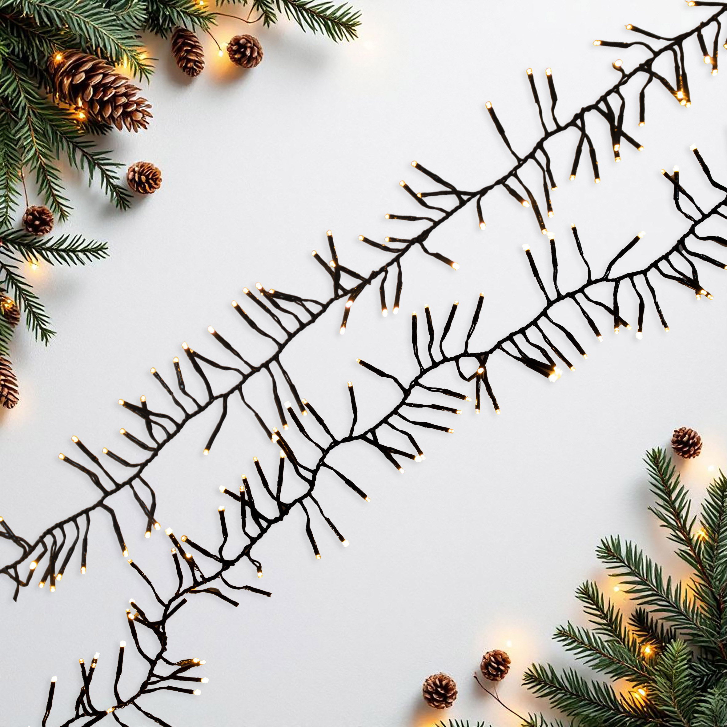 Büschel Lichterkette soft gold 2,6 m dimmbar mit Timer - 288 LED - Weihnachtslichterkette extra warm weiß mit Stecker