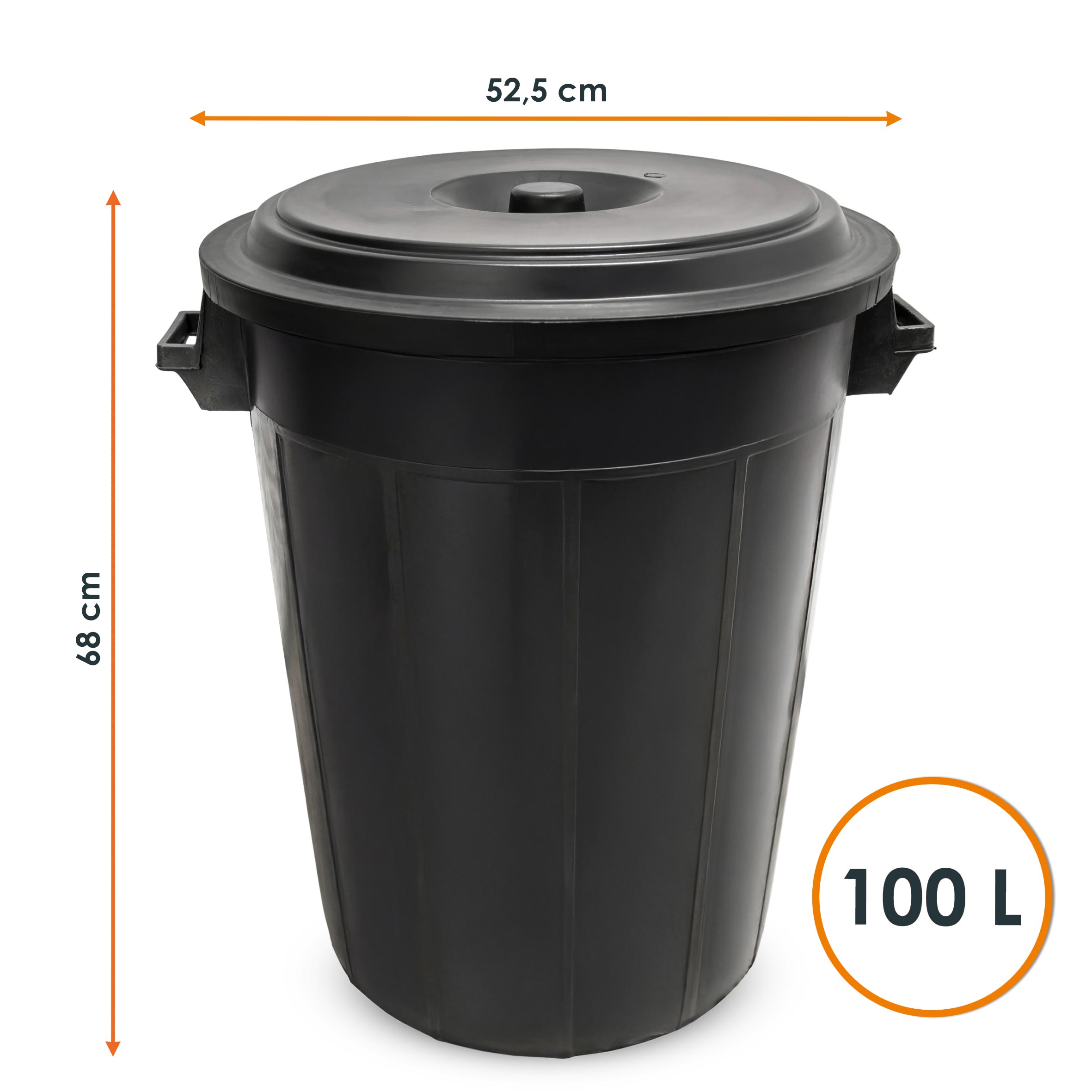 Universal Tonne aus Kunststoff - 100 Liter - Große Mülltonne oder Regentonne mit Deckel