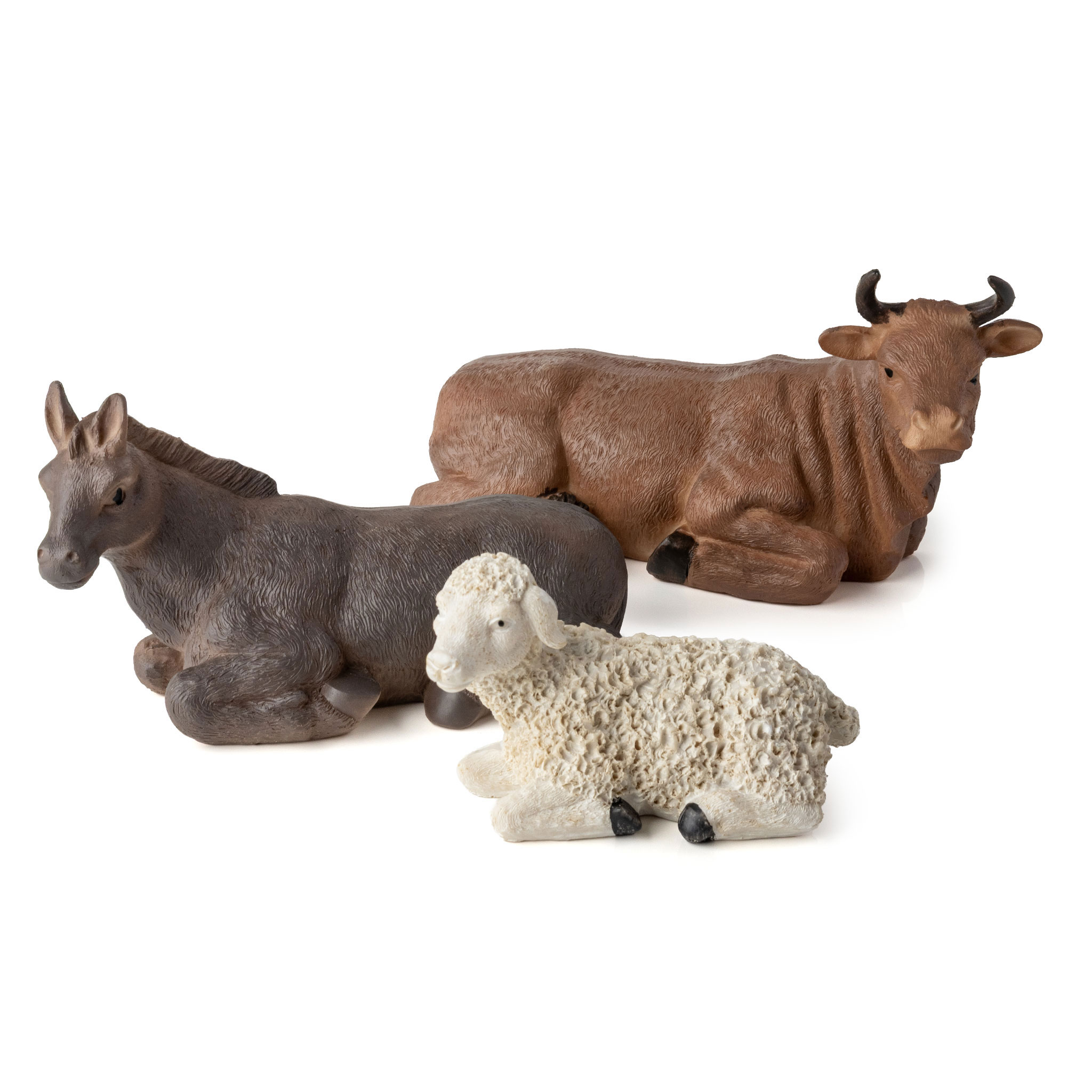 XXL Polyresin Weihnachts Krippenfiguren 10-teiliges Set - 37 cm - Kunststein Weihnachtskrippe Figuren 10 Stück detailgetreu handbemalt