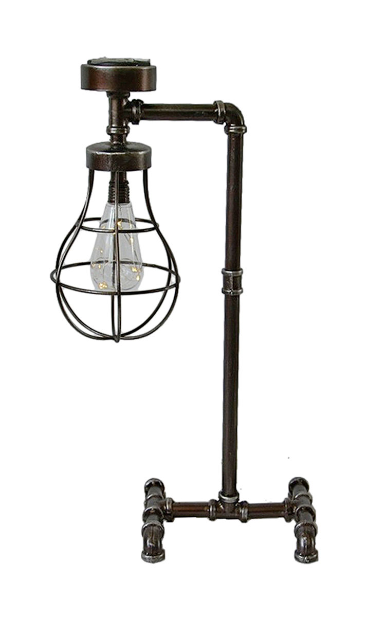Solar Stehlampe - Gusseisen / Rohr Design - Vintage LED Lampe Leuchte Industrial