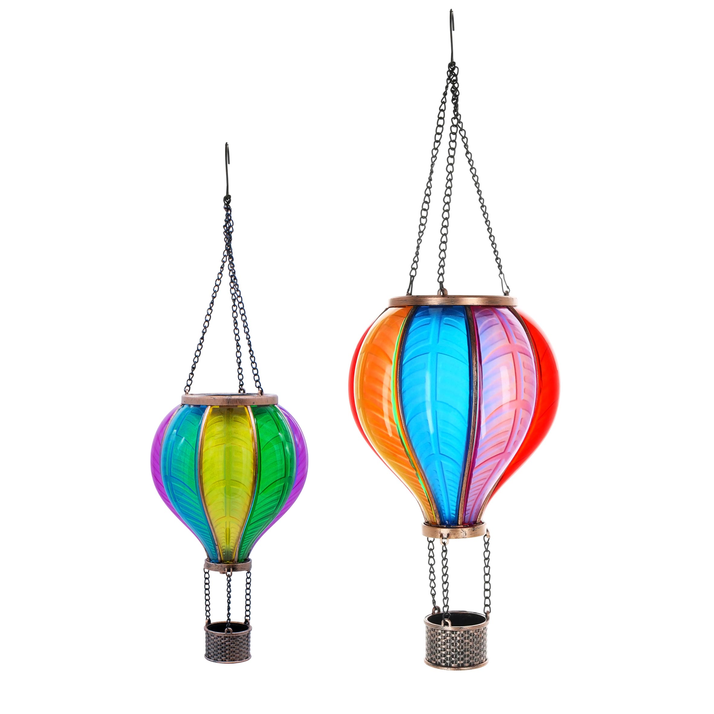 Solar LED Heißluftballon zum Hängen - bunt - Garten Lichtspiel mit Flammen Effekt warm weiß