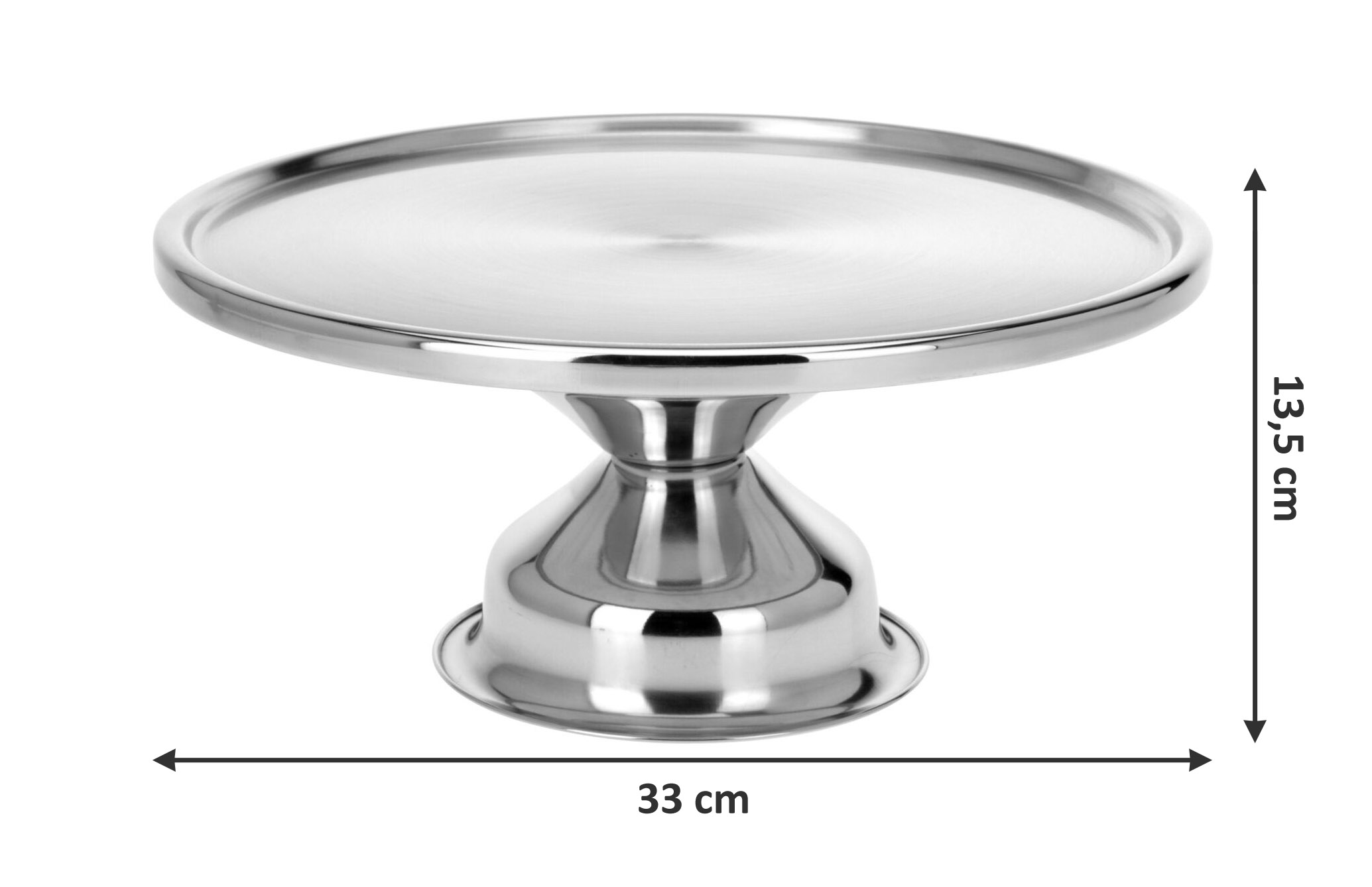 Edelstahl Tortenständer mit Fuß - Ø 33 cm - Metall Servierplatte für Kuchen und Torten 