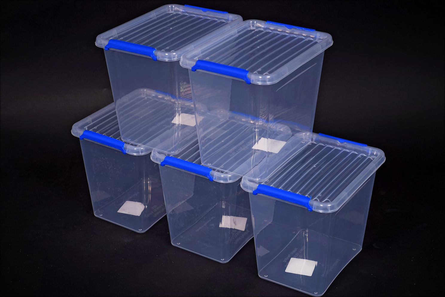 Stapelbox mit Deckel - 5er Set / je 3 Liter - Allzweck Aufbewahrungs-Box
