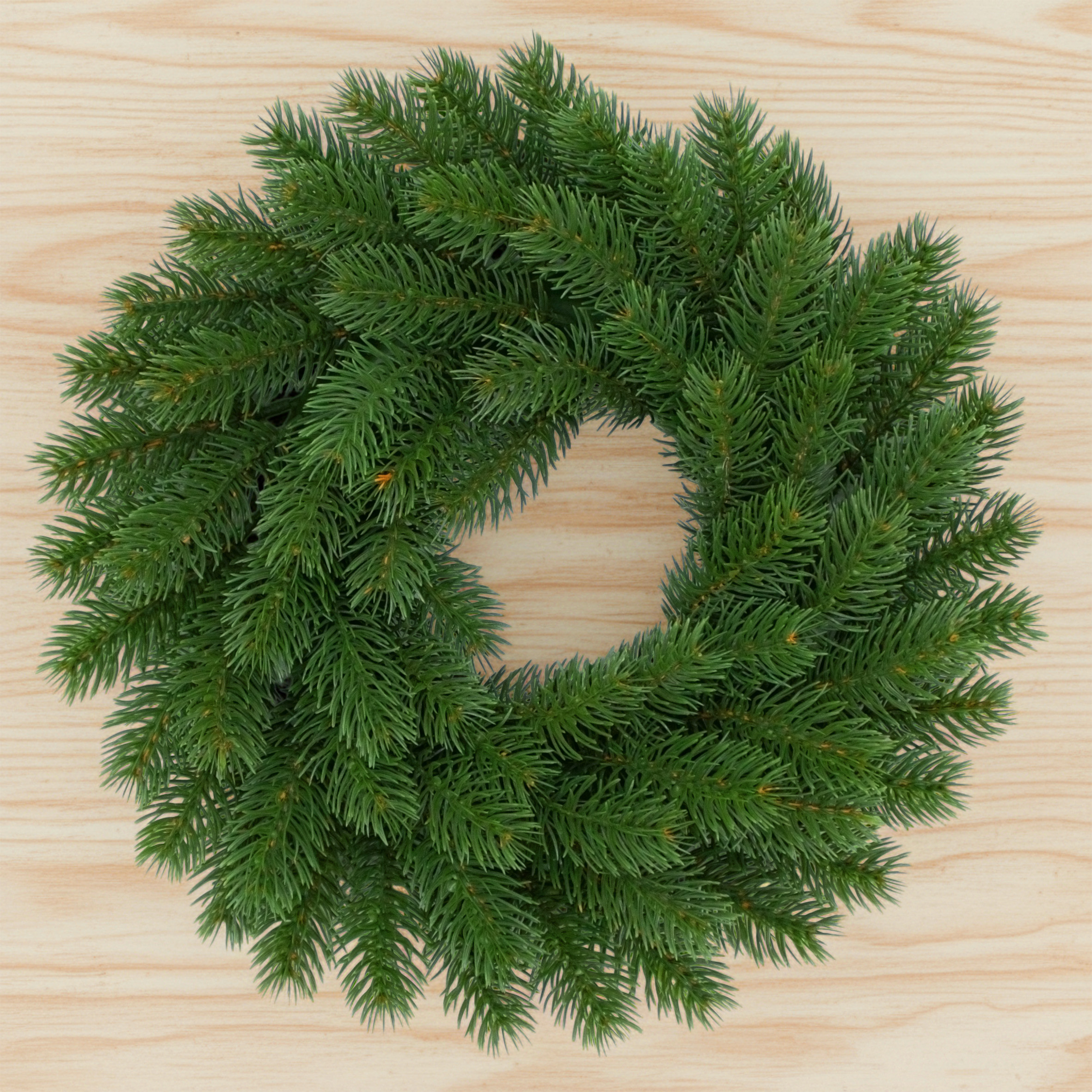 Künstlicher Spritzguss Tannenkranz grün halbgebunden - 37 cm - Weihnachts Türkranz mit naturgetreuen Kunst Tannenspitzen