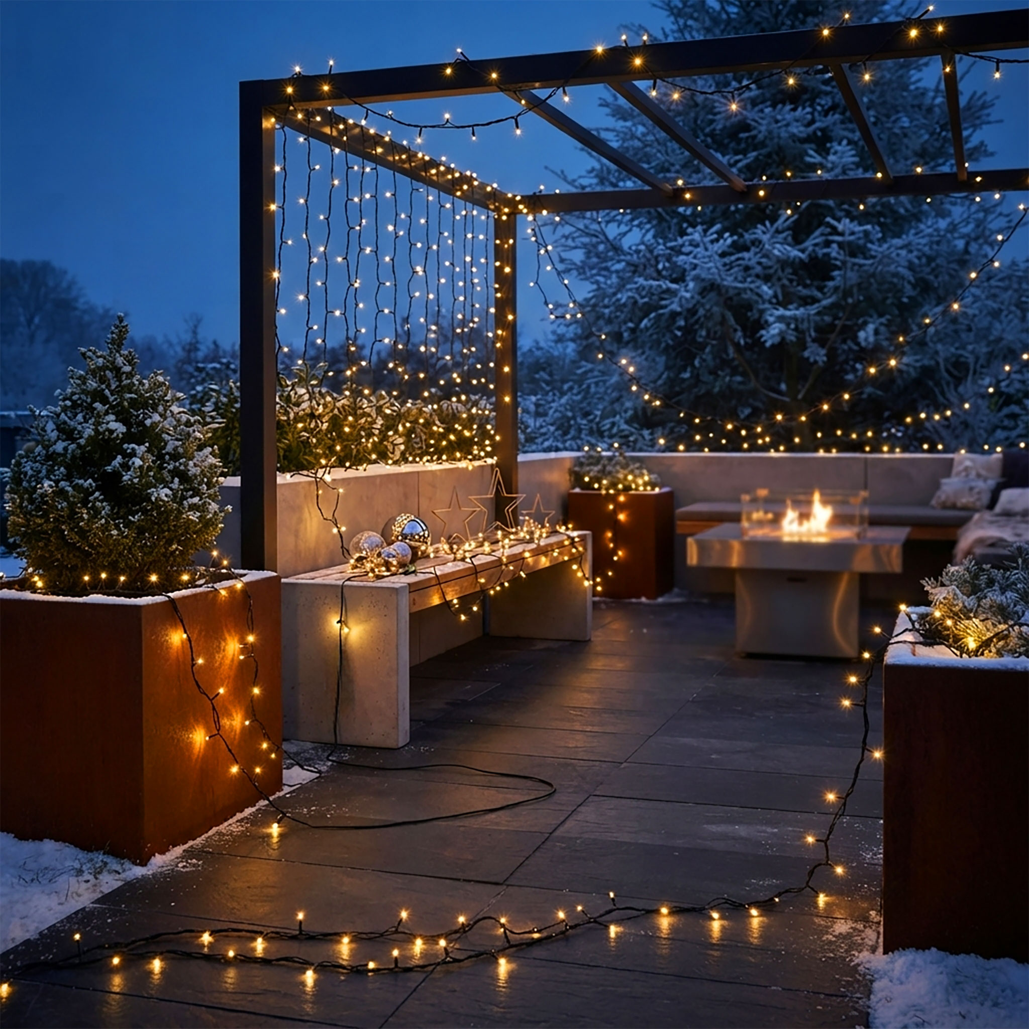 LED Weihnachts Lichterkette warm weiß - 36 m / 480 LED - Garten Deko Beleuchtung mit Timer