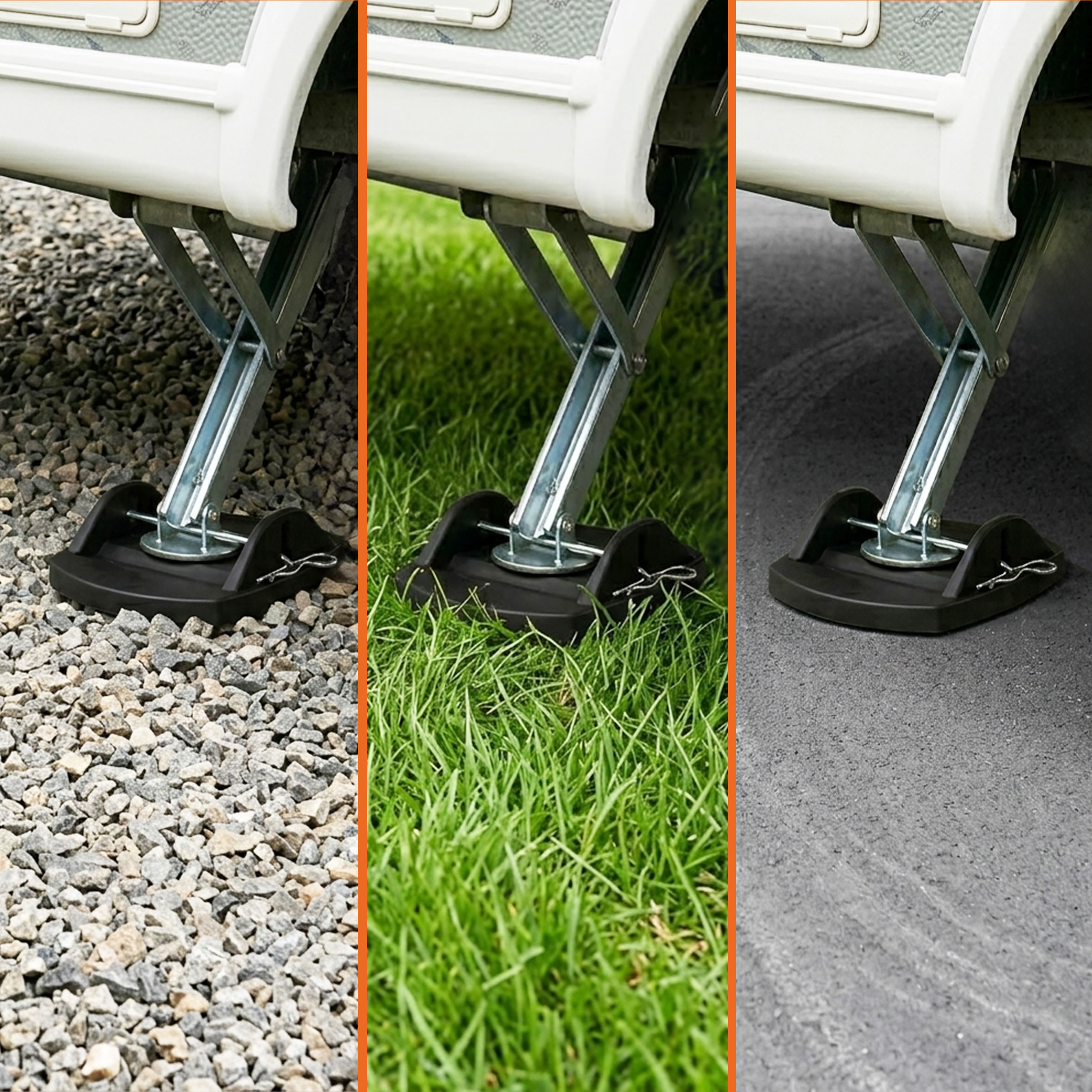 Stützplatten für Wohnwagen Stützen 18 x 14 cm schwarz - 4er Set - Stützfüße für Wohnmobile aus hochdichtem Polyethylen