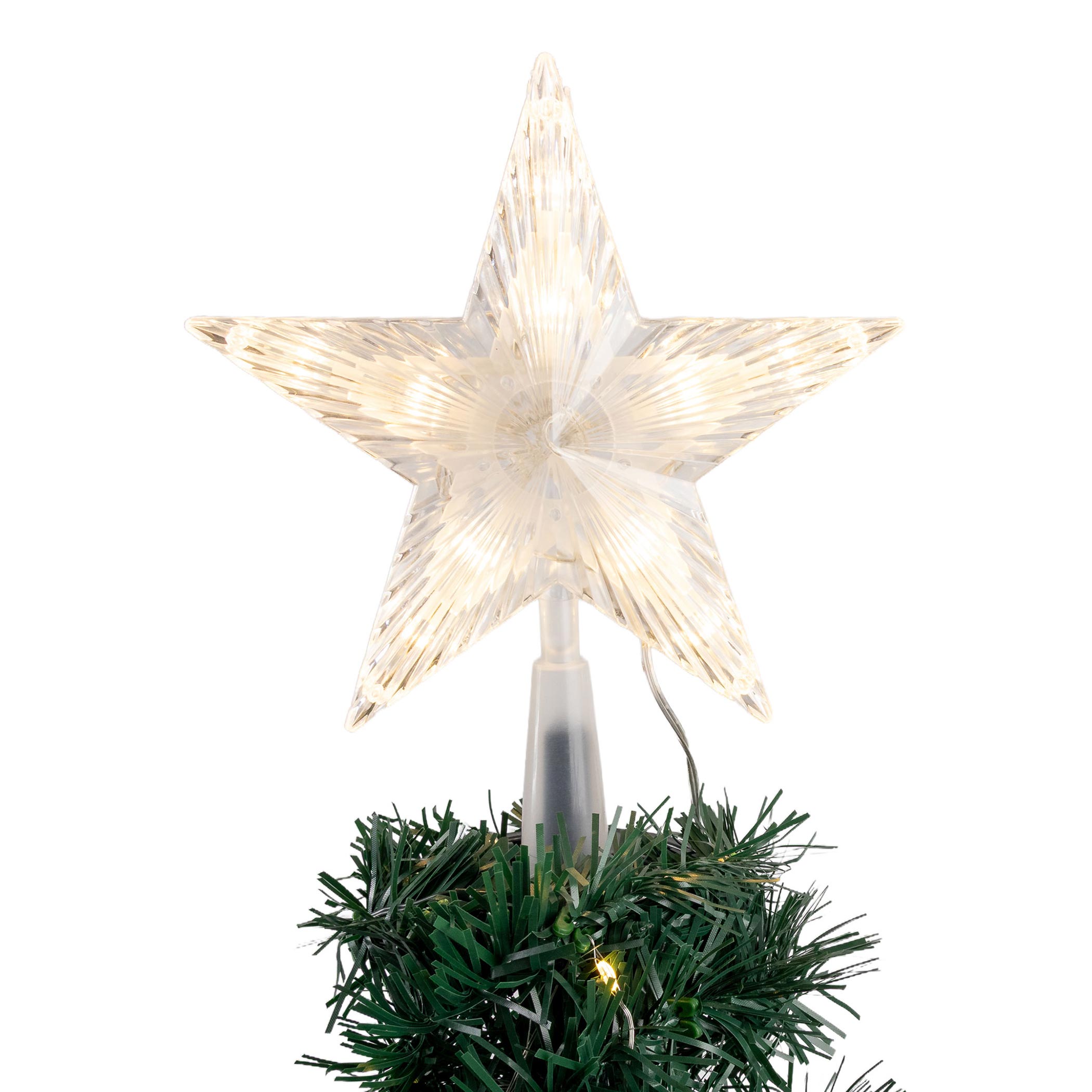 Spiral Weihnachtsbaum 150 cm mit 120 LED und Stern Spitze - grün oder silber - Künstlicher Tannenbaum warm weiß beleuchtet für Außen und Innen