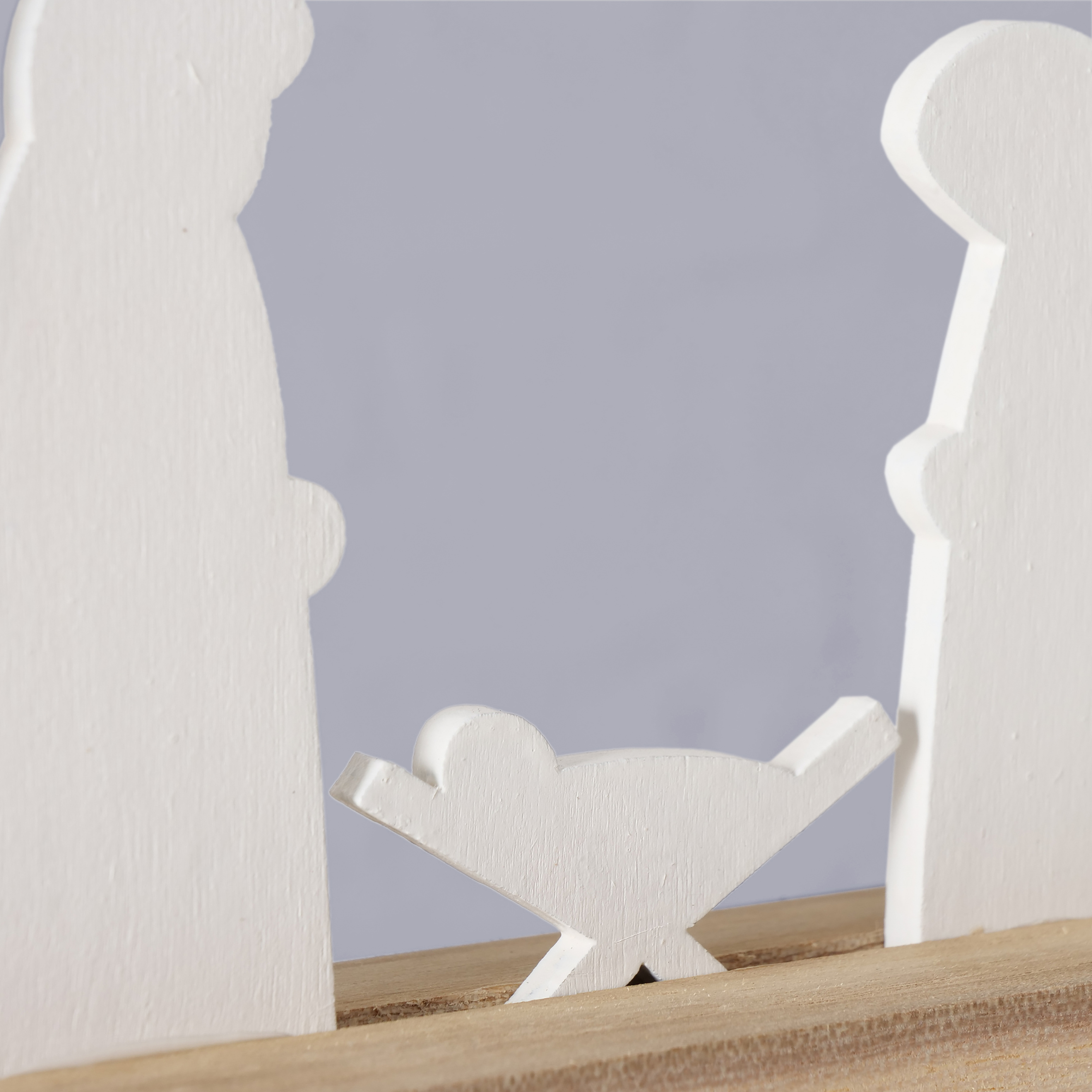 Holz Weihnachtskrippe Silhouette weiß natur - 50 x 14 cm - Weihnachts Deko Aufsteller Krippen Szene