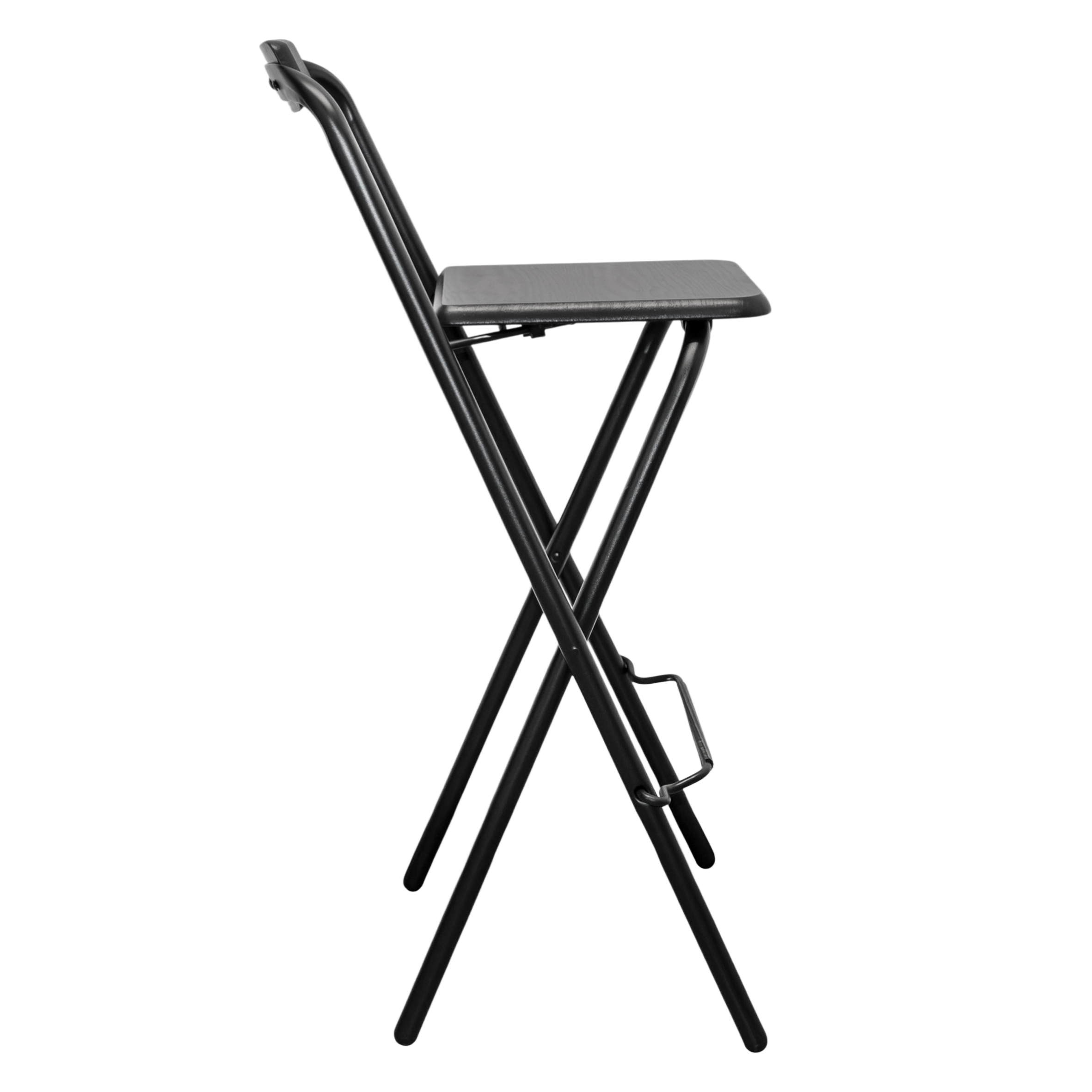 Barhocker klappbar schwarz Belastbarkeit bis 110 kg - 2er Set - Holz Tresenhocker faltbar mit Holz Sitzfläche und Klappsicherung