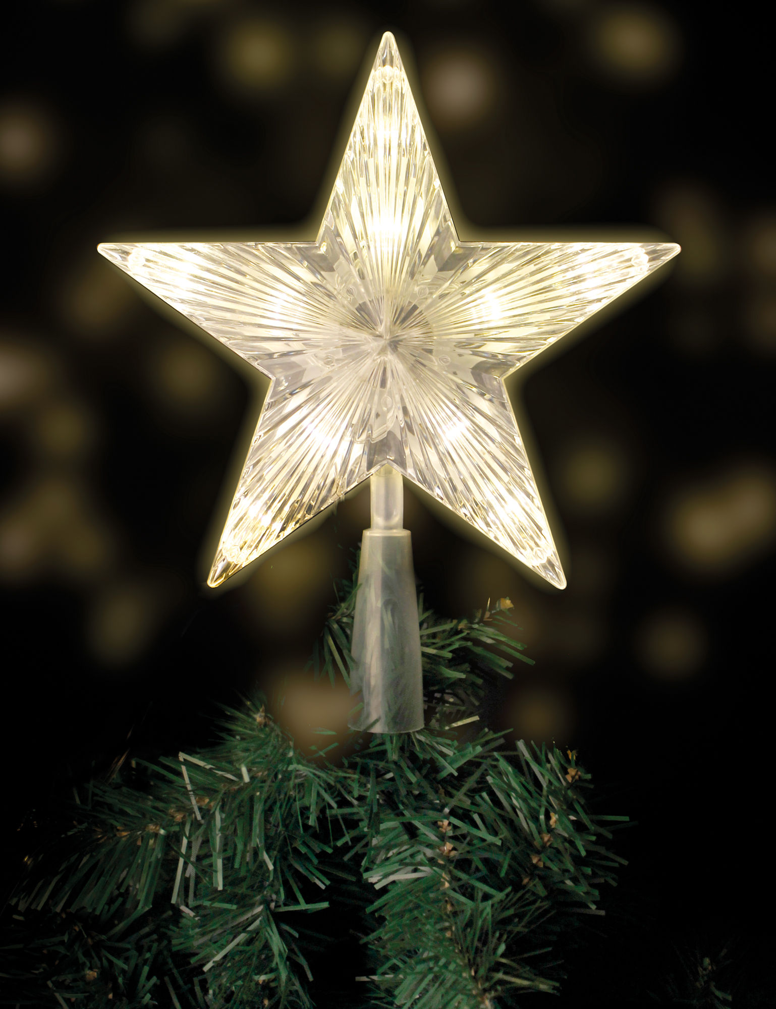 LED Weihnachtsbaum Spitze 22 cm - 10 LED - Beleuchteter Stern für den Christbaum mit Netzteil 