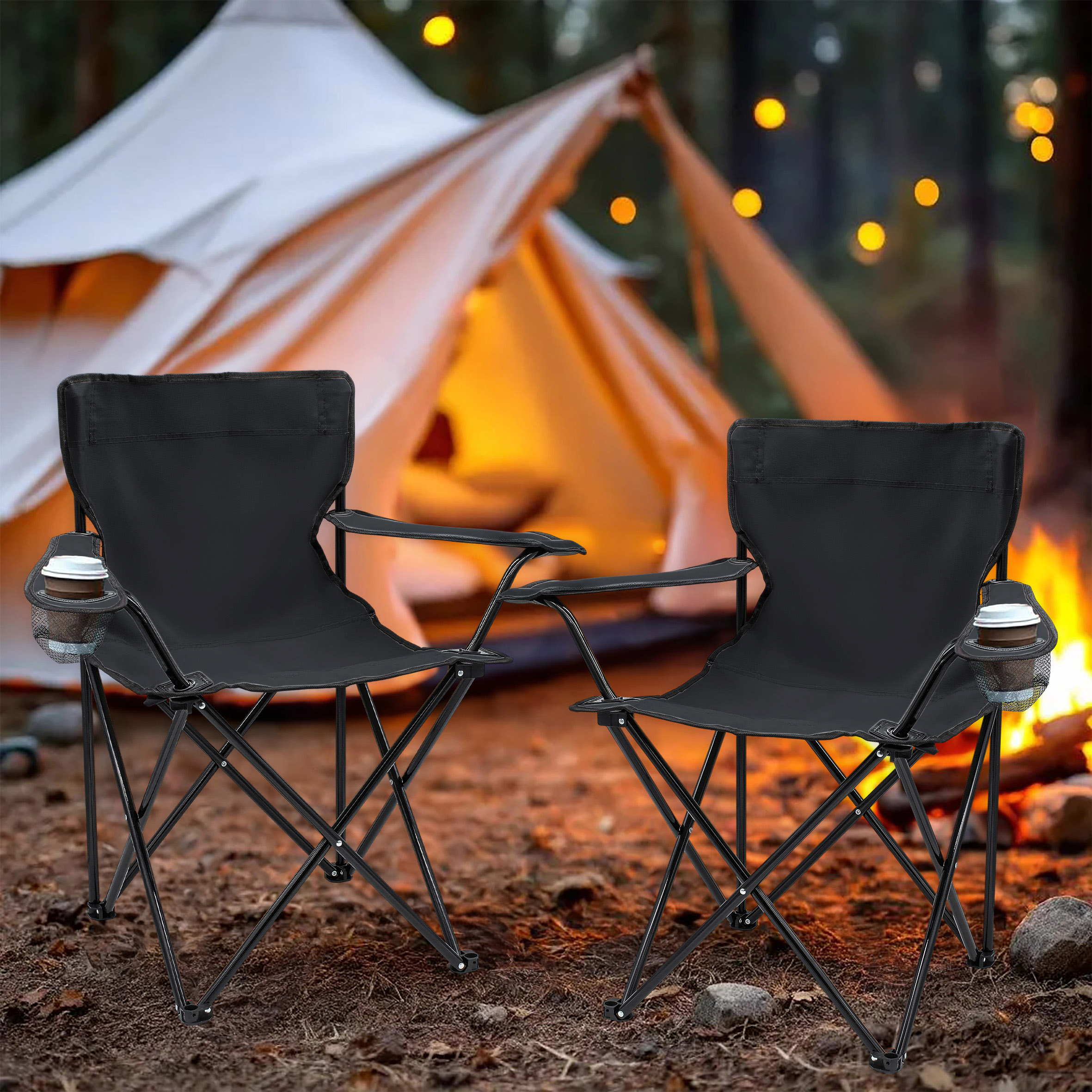 Campingstuhl mit Getränkehalter - 9 verschiedene Farben - Camping Strand und Garten Klappstuhl