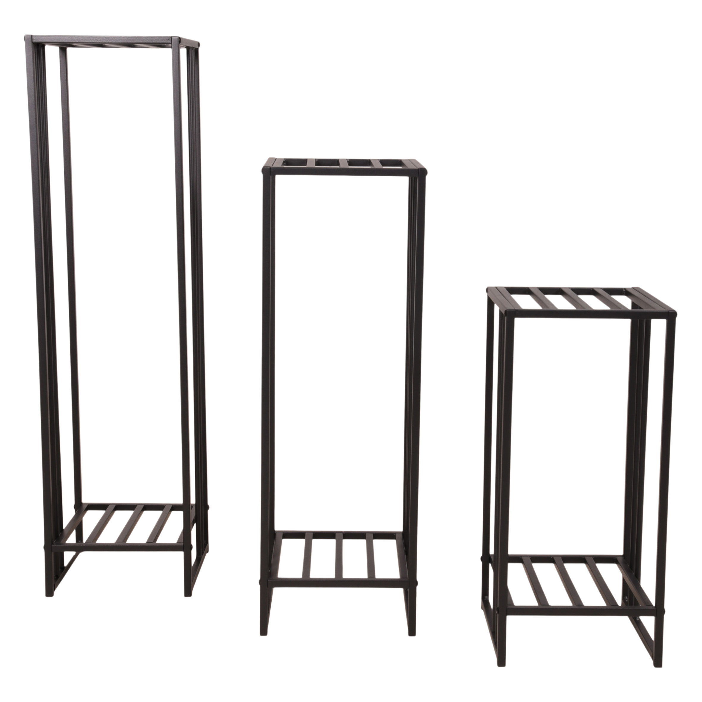 Rechteckige Pflanzenständer aus Metall im 3er Set - 95 / 75 / 55 - moderner Deko Blumen Hocker