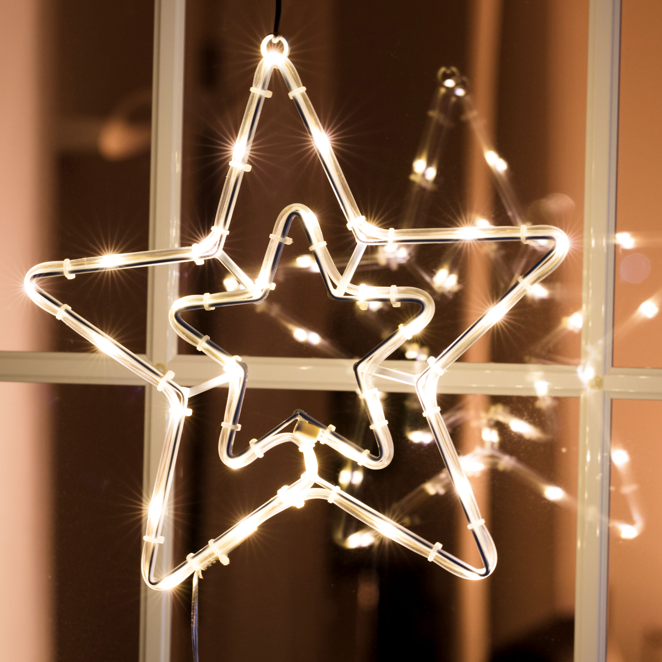 LED Fenster Silhouette Stern beleuchtet ca. 28 cm x 27 cm - Batterie betrieben