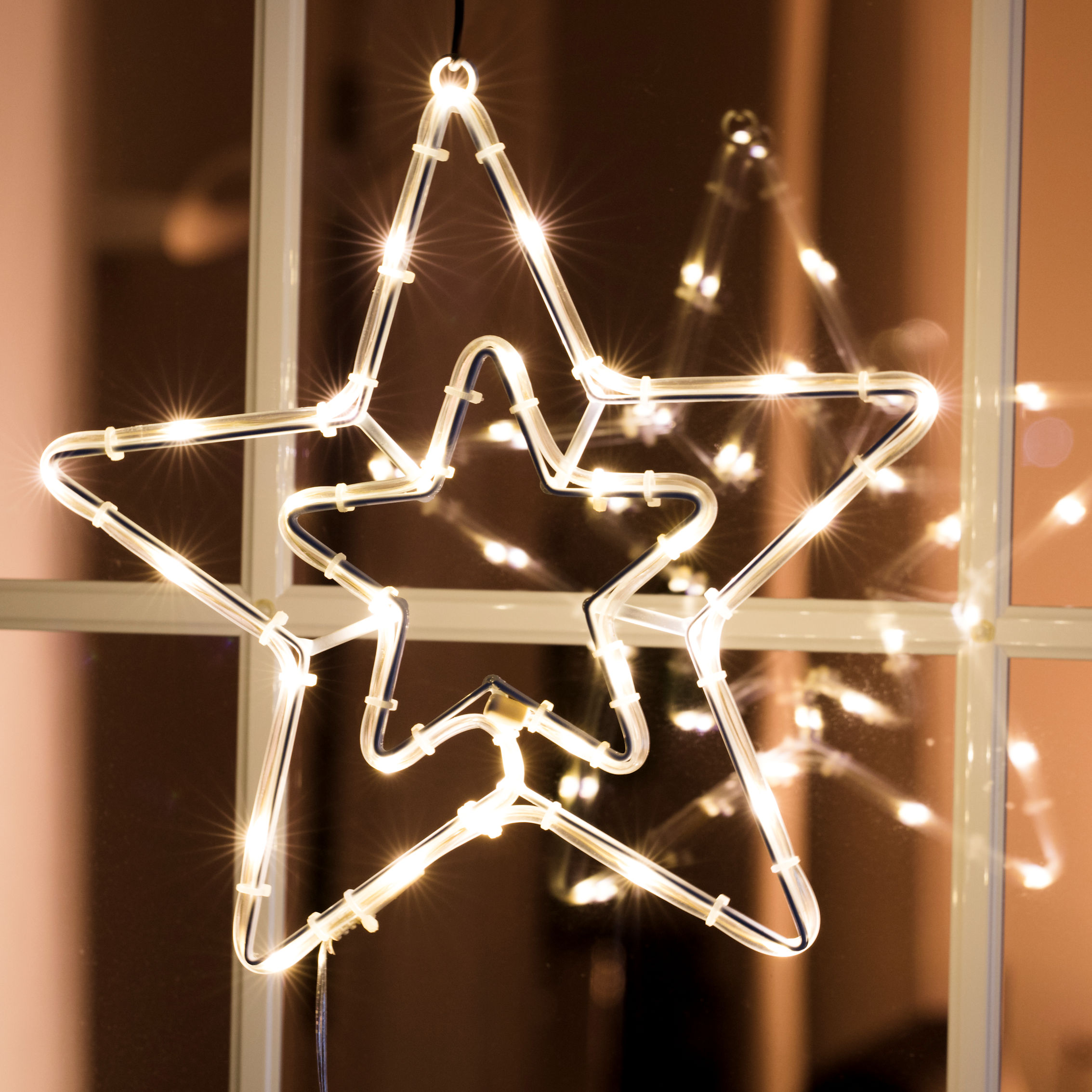 LED Fenster Silhouette Stern beleuchtet ca. 28 cm x 27 cm