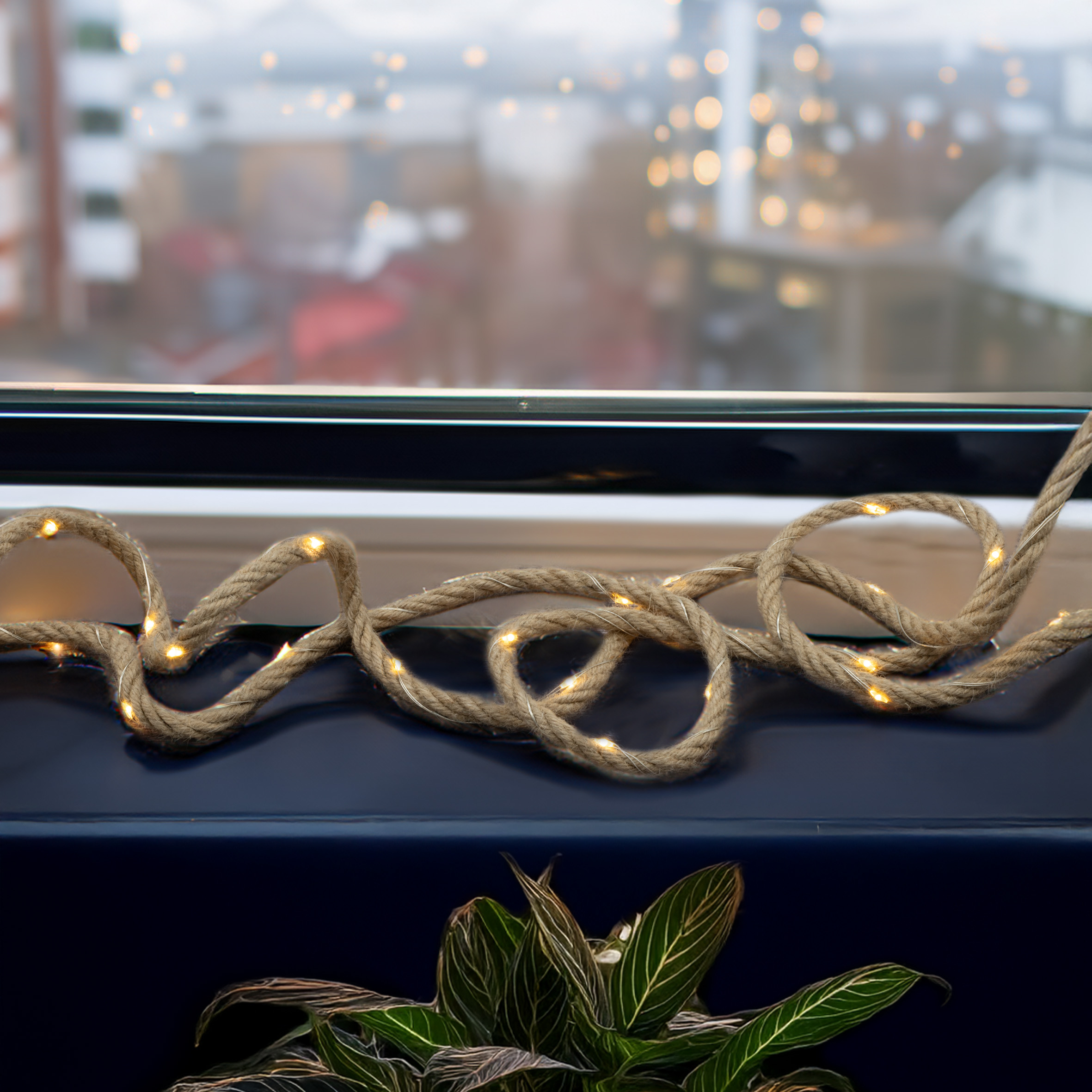Tau mit Draht Lichterkette warm weiß mit Timer - 400 cm - Naturkordel mit 60 LED Batterie betrieben