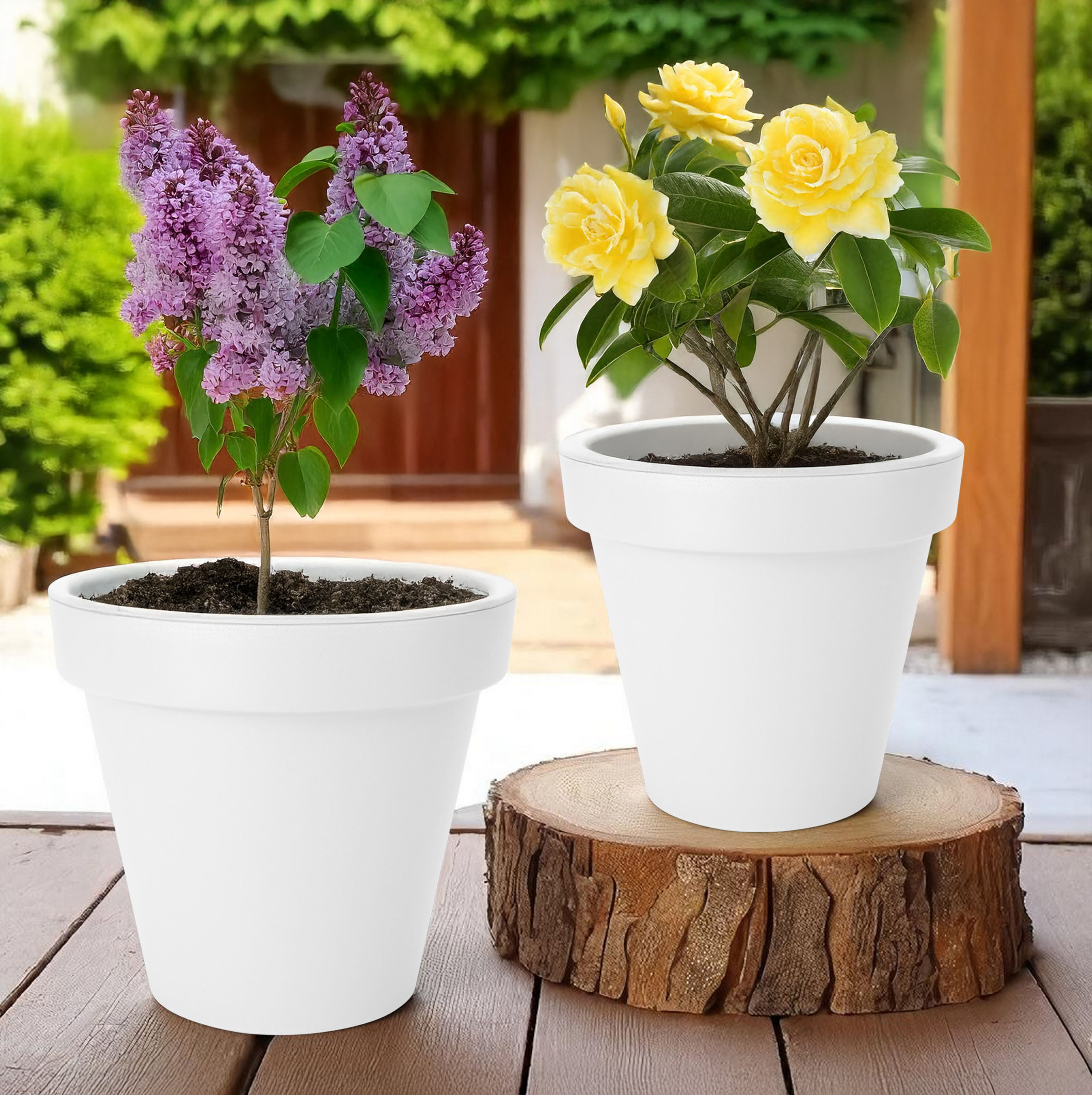 Kunststoff Pflanzkübel XS rund Ø 25 cm - weiß - Blumenkübel klein für Außen und Innen