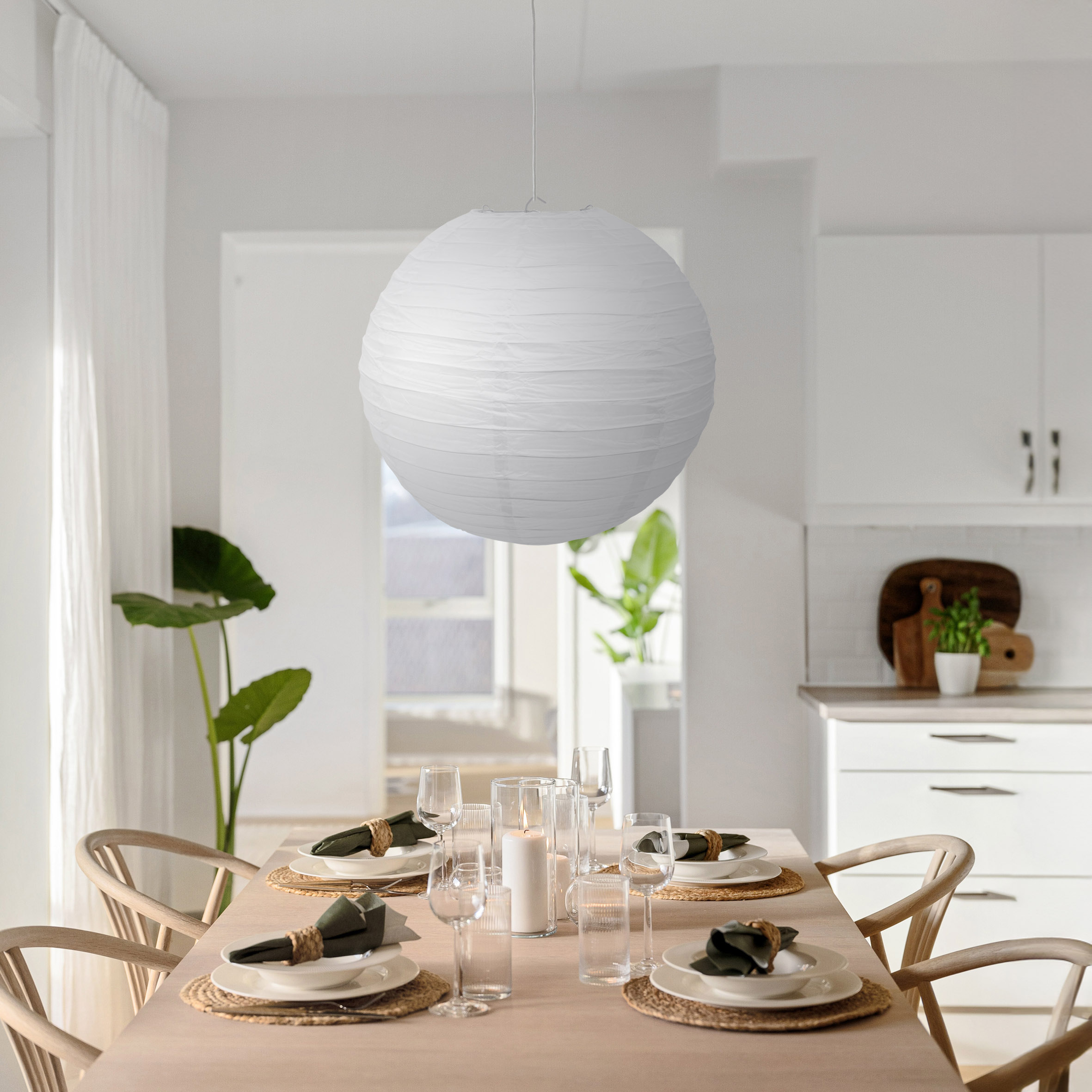 Papier Lampion in weiß zum Hängen - 10er Set / Ø 25 cm - Deko Papierlaterne im Bamboo Style