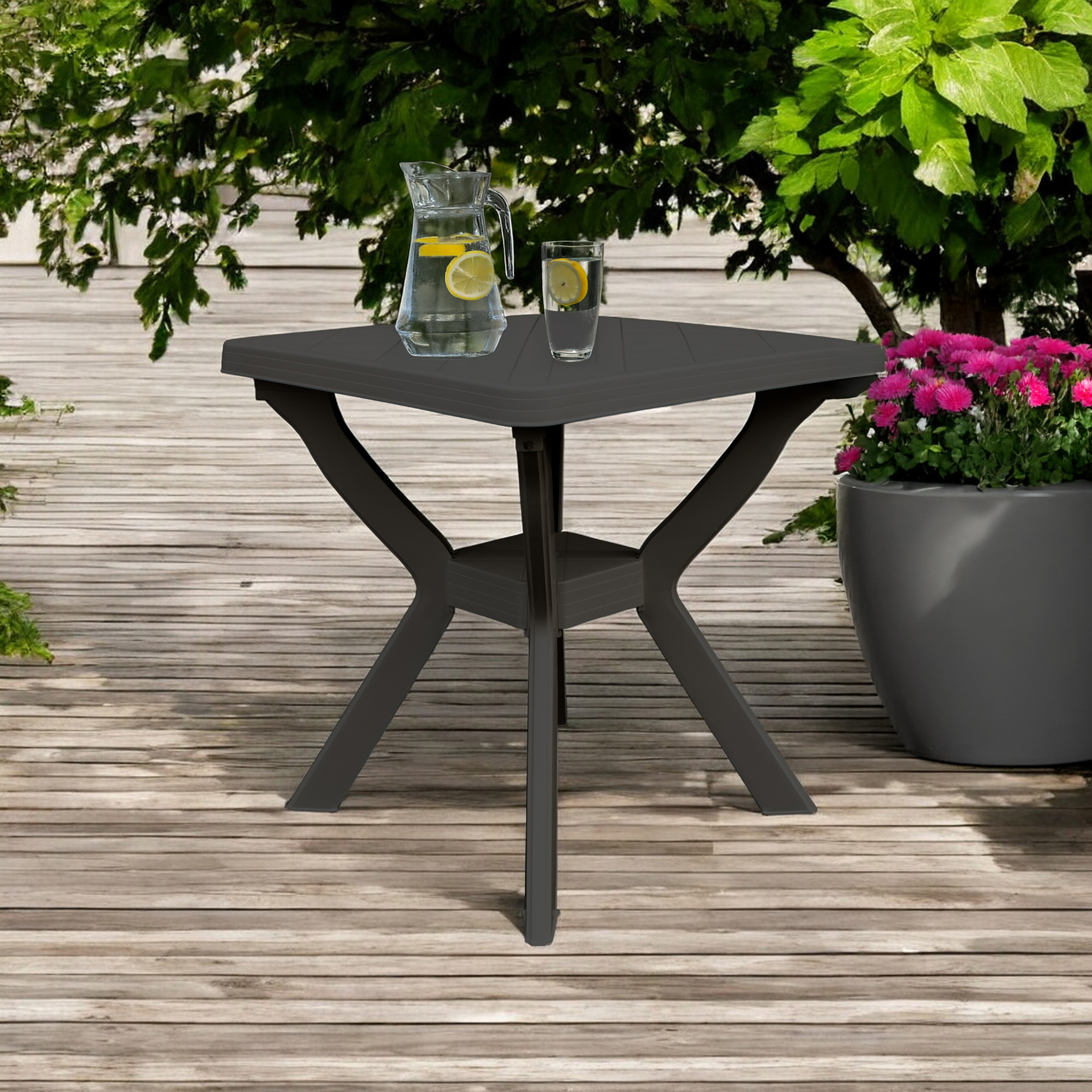 Kunststoff Gartentisch quadratisch 70 cm - anthrazit - Campingtisch im klassischen Design