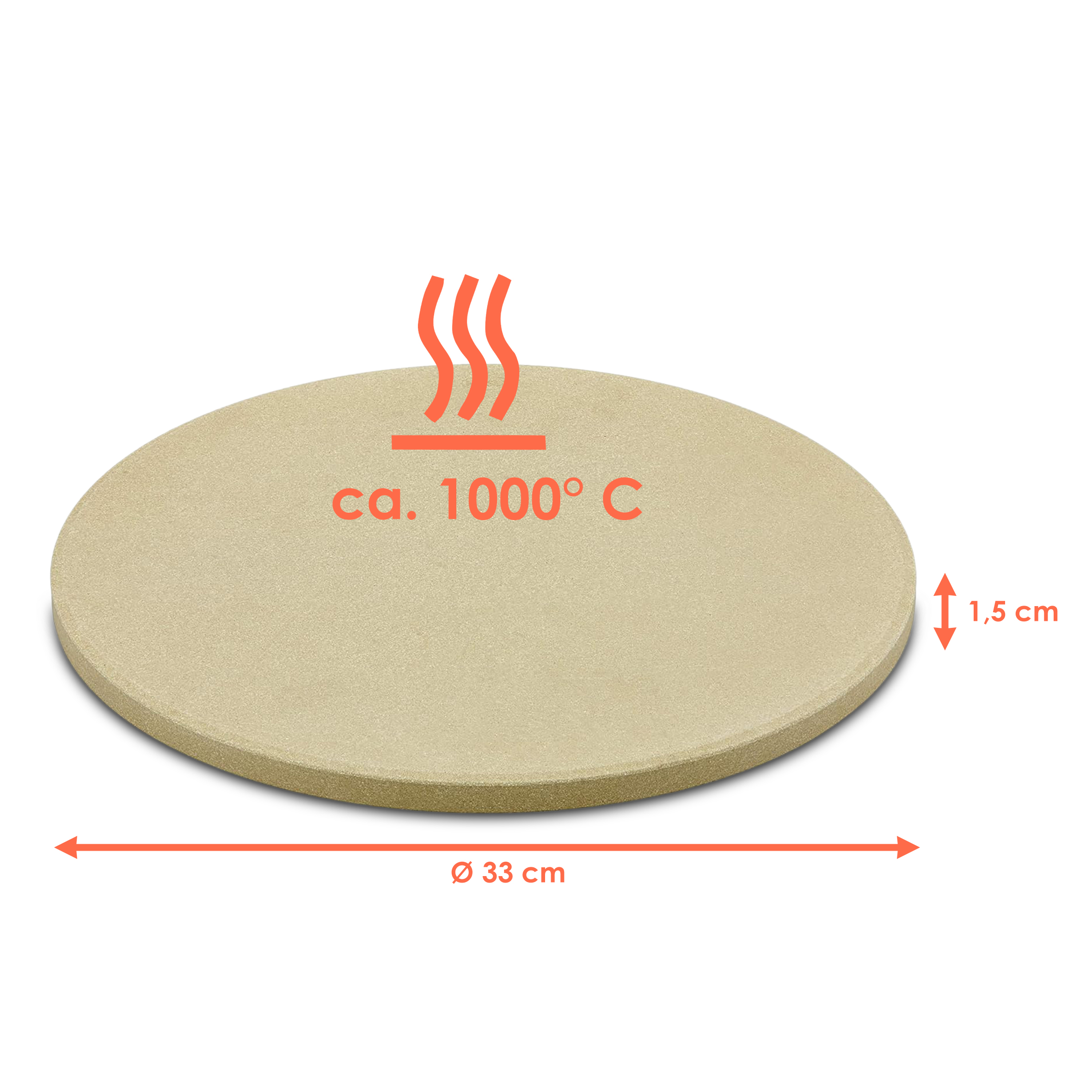 Rösle Schamotte Pizzastein rund beige - 33 cm - Steinplatte lebensmittelecht für Grill und Ofen