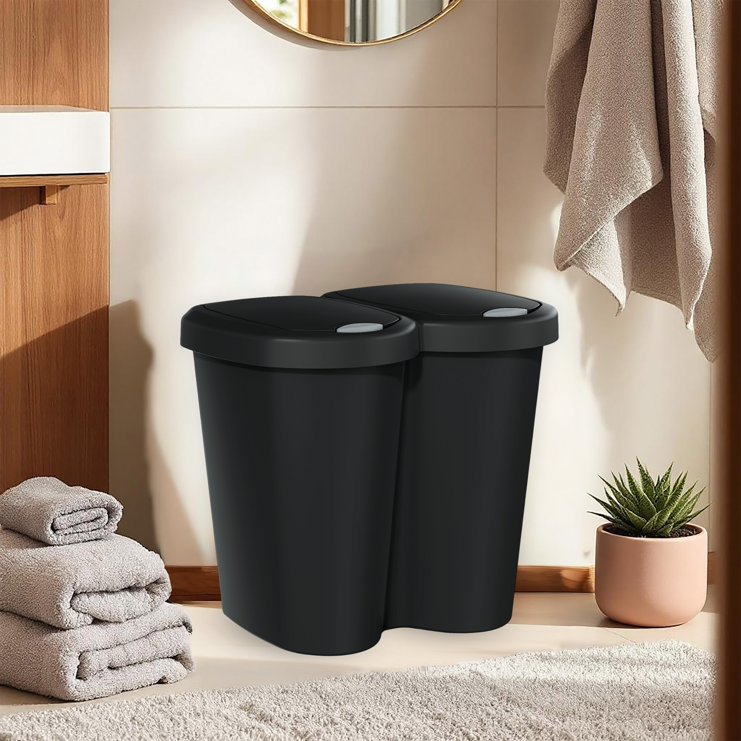Duo Mülleimer schwarz mit Push Deckel - 40 L