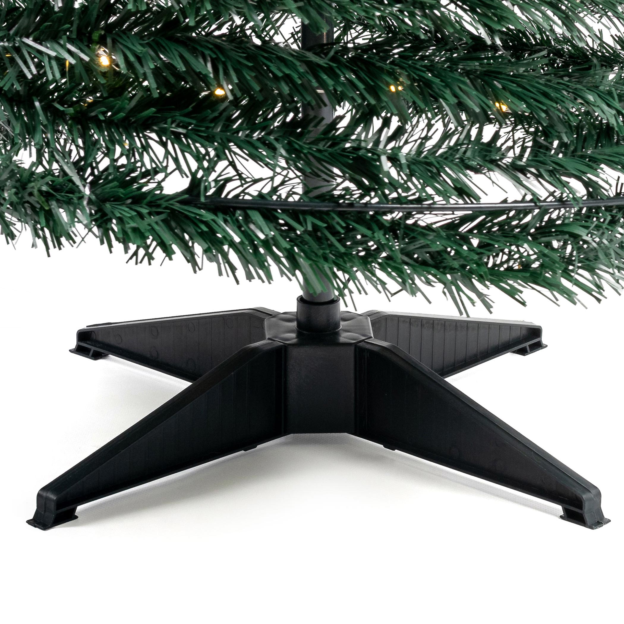 Spiral Weihnachtsbaum 150 cm mit 120 LED und Stern Spitze - grün oder silber - Künstlicher Tannenbaum warm weiß beleuchtet für Außen und Innen