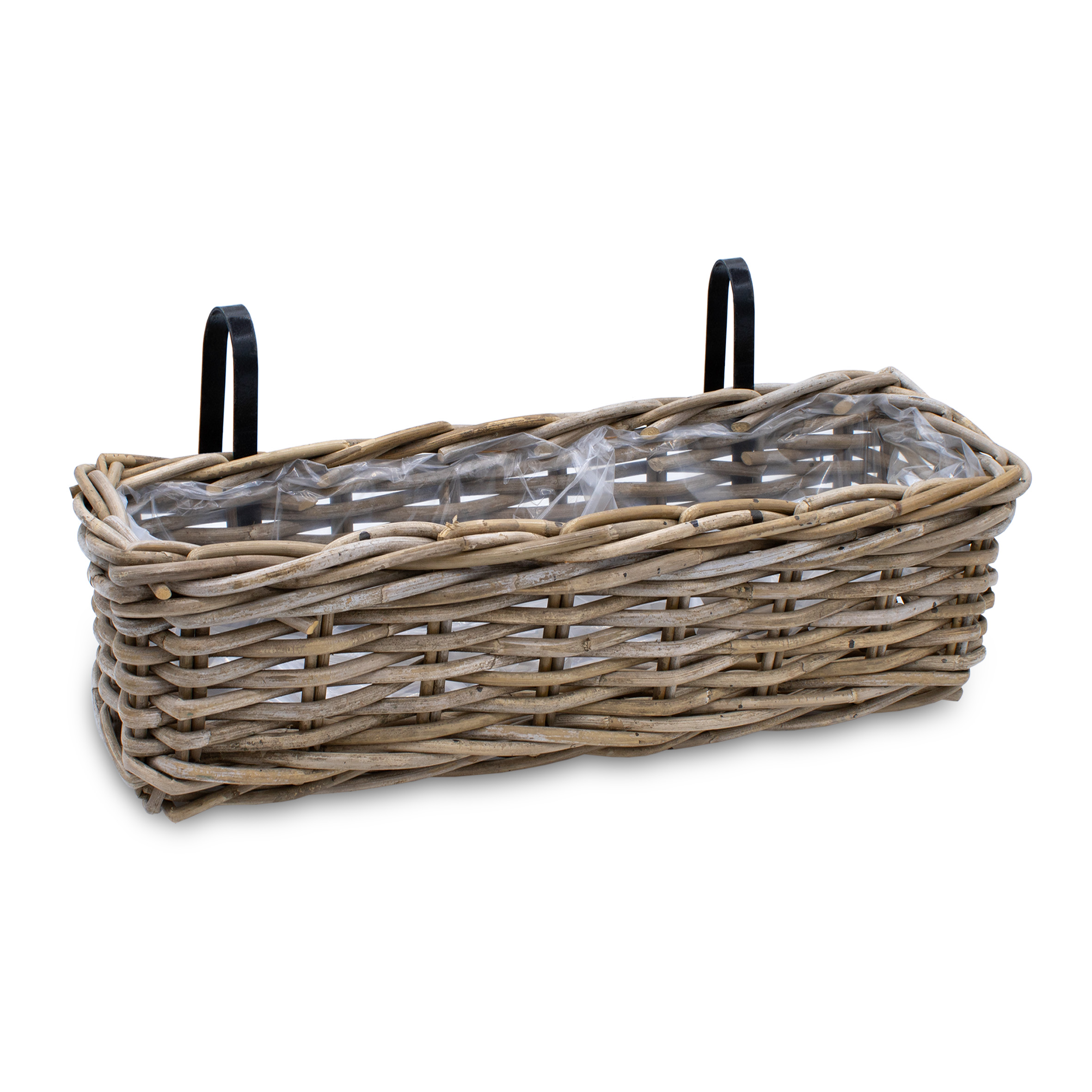 Rattan Balkonkasten natur - 44 x 17 cm - Weide Pflanzkorb mit Halterung