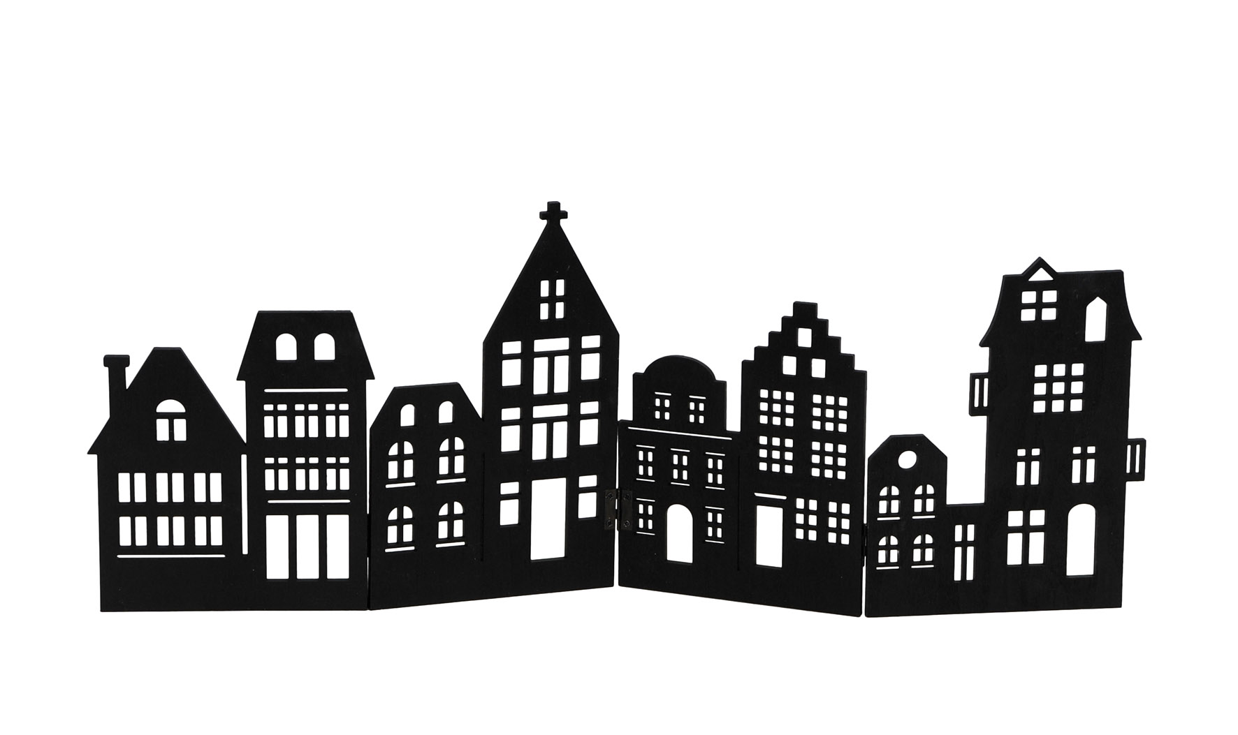 Deko Holz Skyline klappbar 50 x 22 cm - schwarz oder natur - Weihnachts Stadt Silhouette zur Tischdekoration - Weihnachtsdeko Tischdeko für Weihnachten